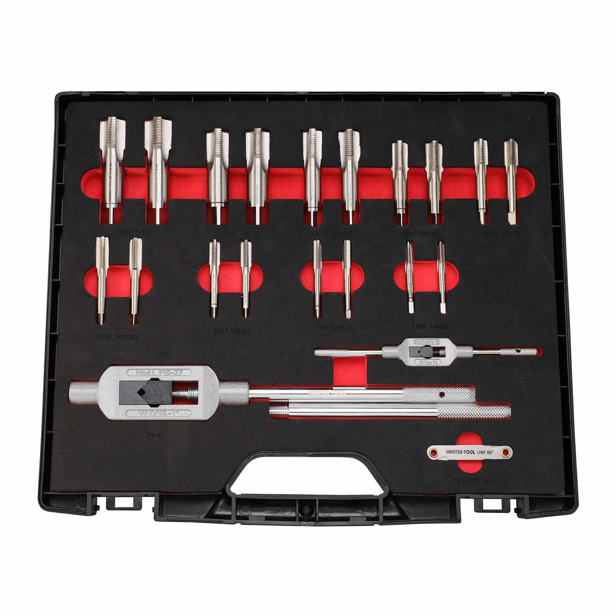 Набор метчиков и плашек MASTER-TOOL UNF 1/4"-1,0" HSS-G 37пр 1014901010006