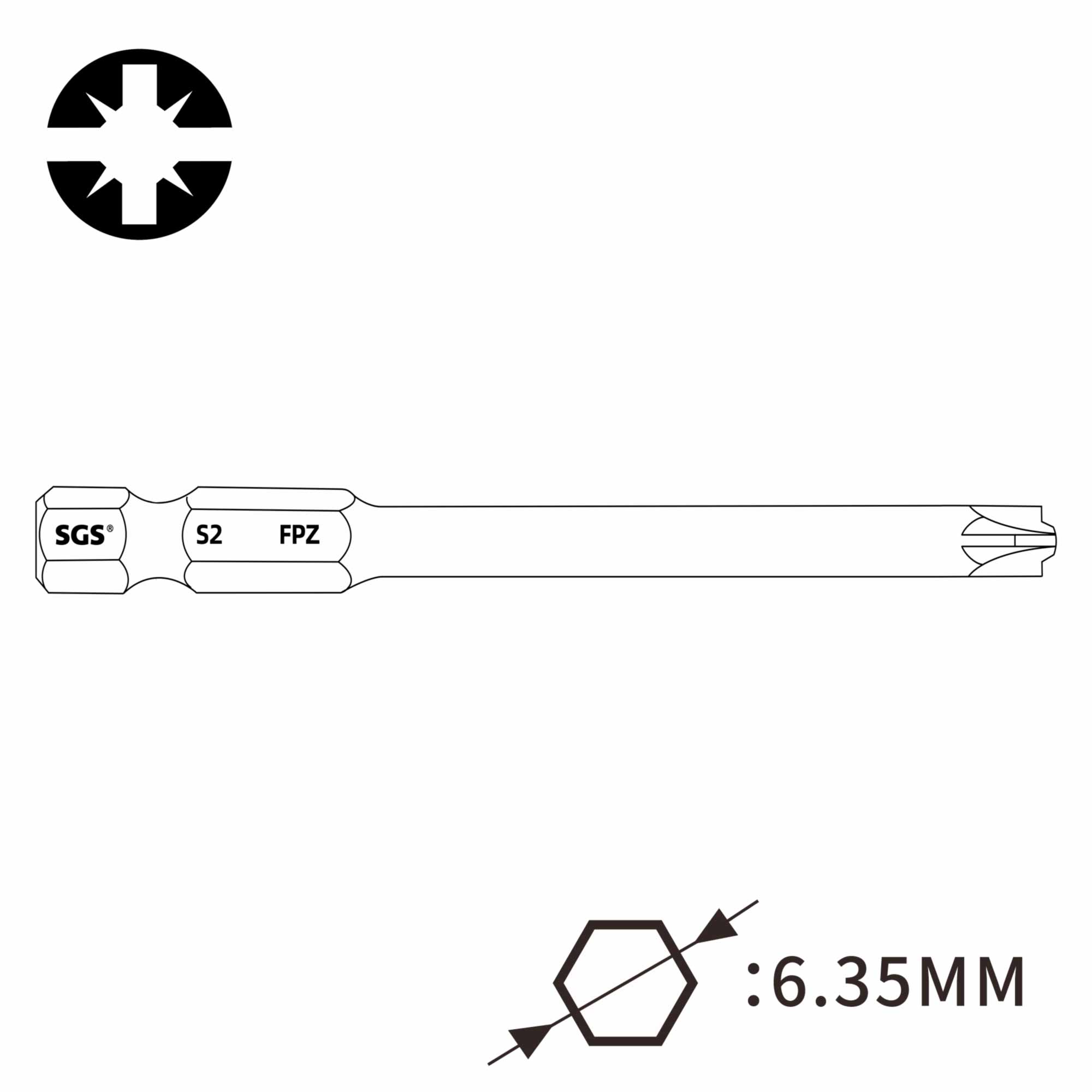 Бита для автоматов ударная Impact SGS Plus/Minus SL/PZ1х65мм 10шт 6365-4,5-FPZ1-10