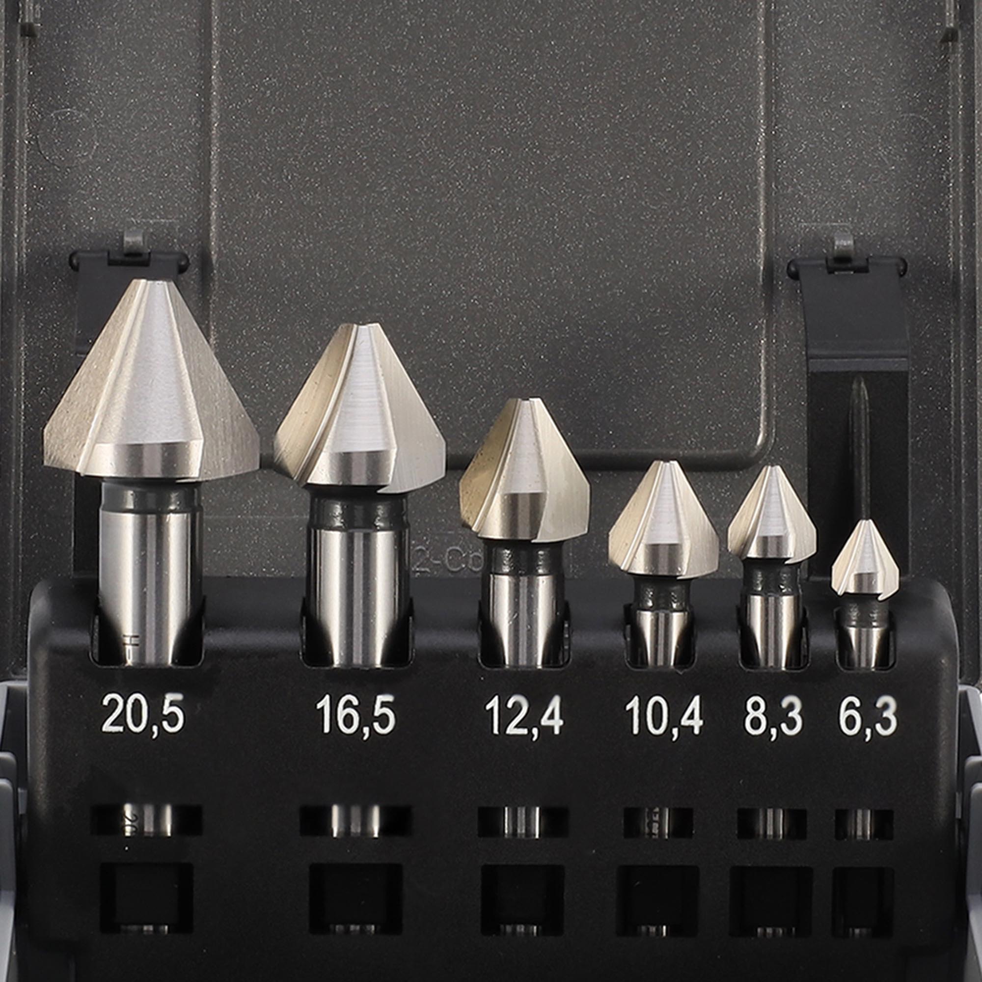 Набор зенковок H-Tools 60° 6,3-20,5мм DIN334C HSSE-Co5 3z 6шт 896806EHT