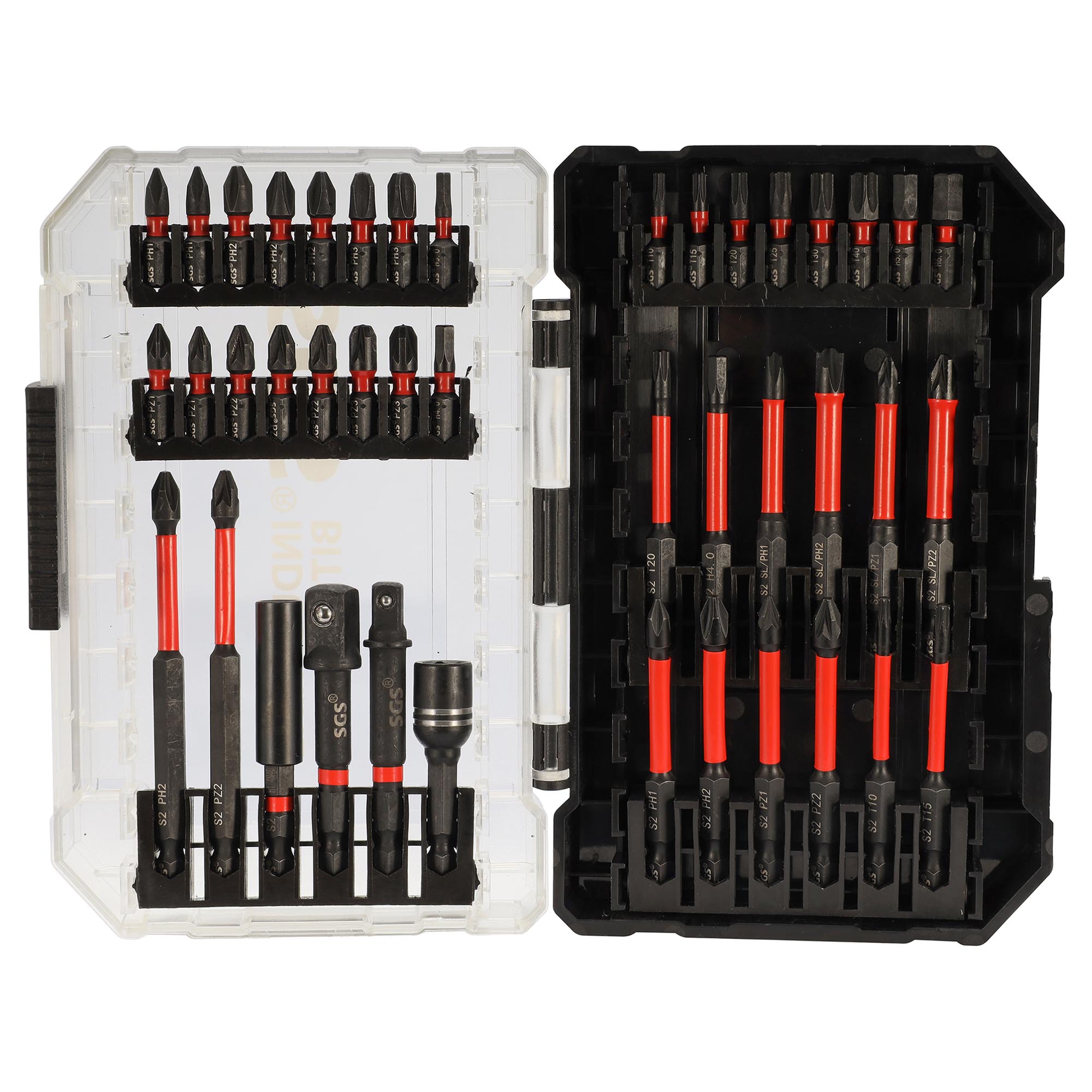Набор ударных бит SGS PH/PZ/TORX/HEX/PLUS-MINUS S2 42шт SGS63-42C
