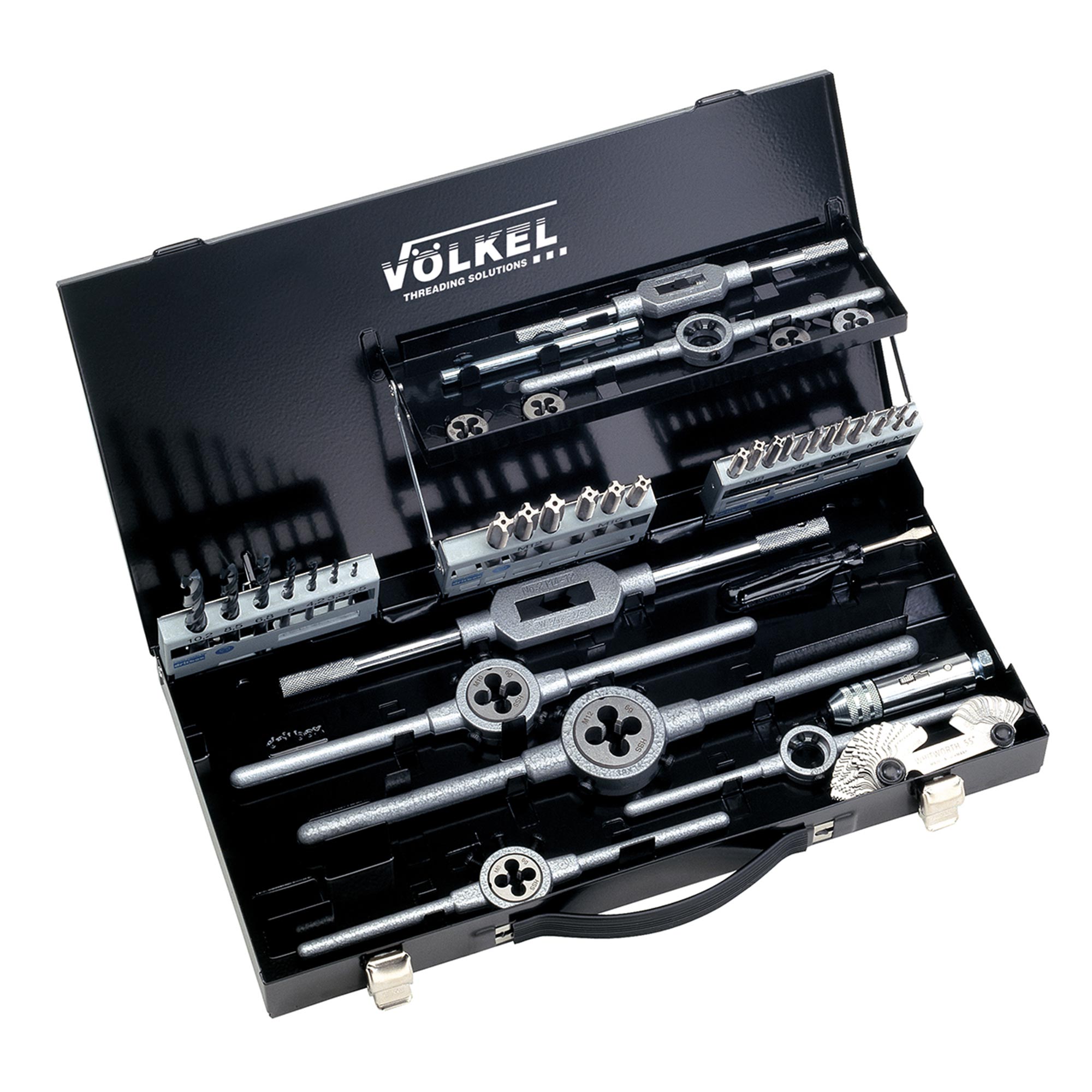 Набор левых метчиков и плашек Volkel M3-M12 HSS-G 44пр 49171