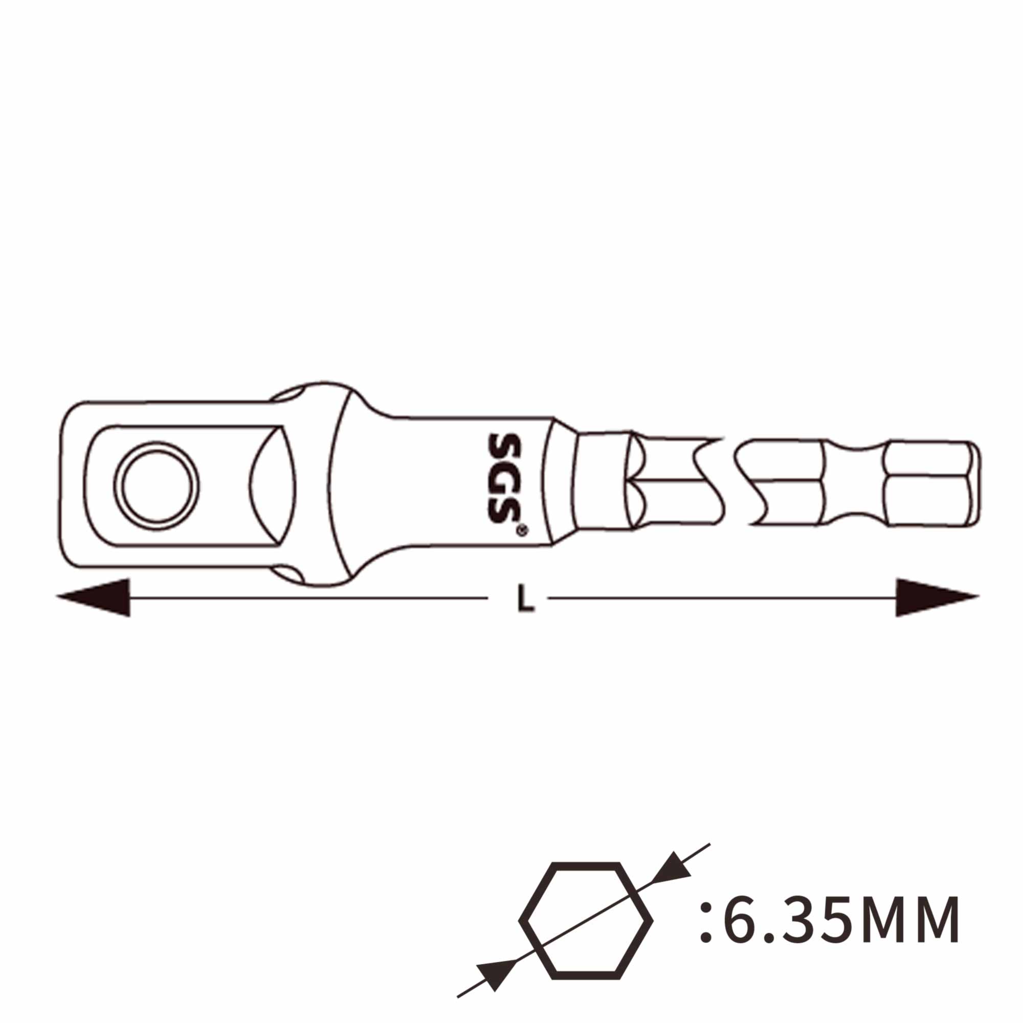 Адаптер для торцевой головки SGS 1/2"х73мм 1шт 6373-Q12