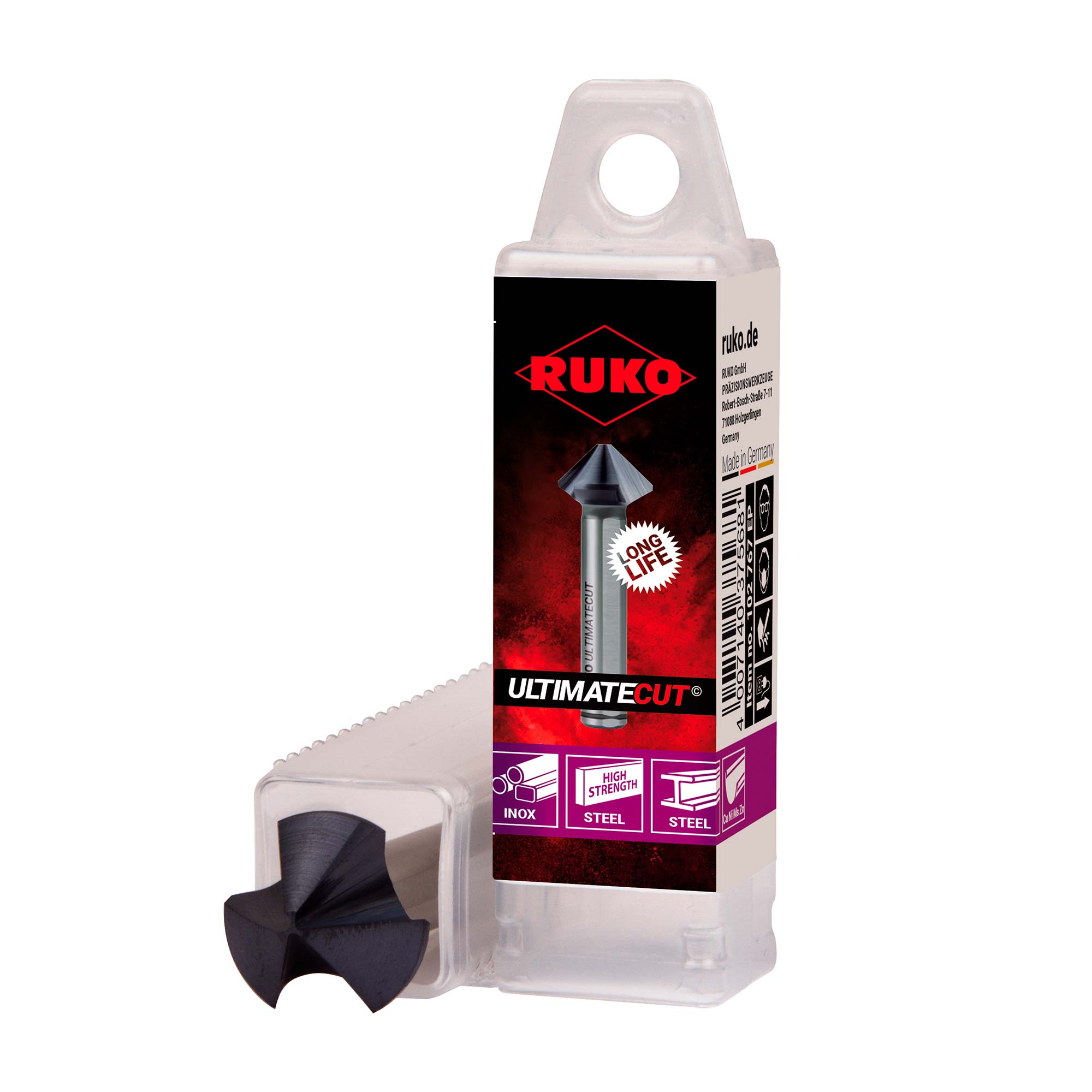 Зенковка по металлу Ruko UltimateCut 90° 12,4мм HSS-G RunaTec 3z DIN335C L56мм d8мм 102776P