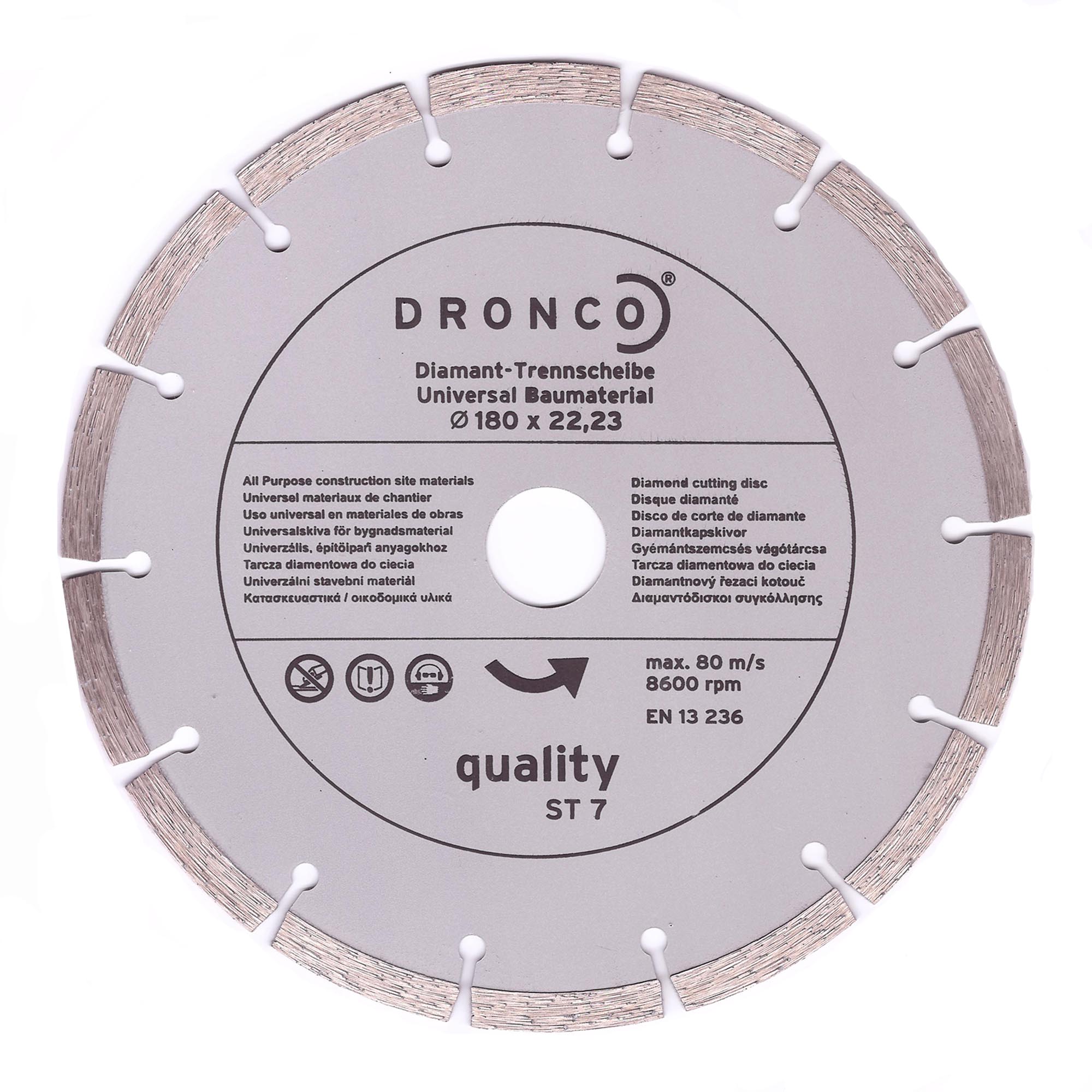 Диск алмазный сегментный DRONCO 180х22,2мм ST7 по бетону 4180485