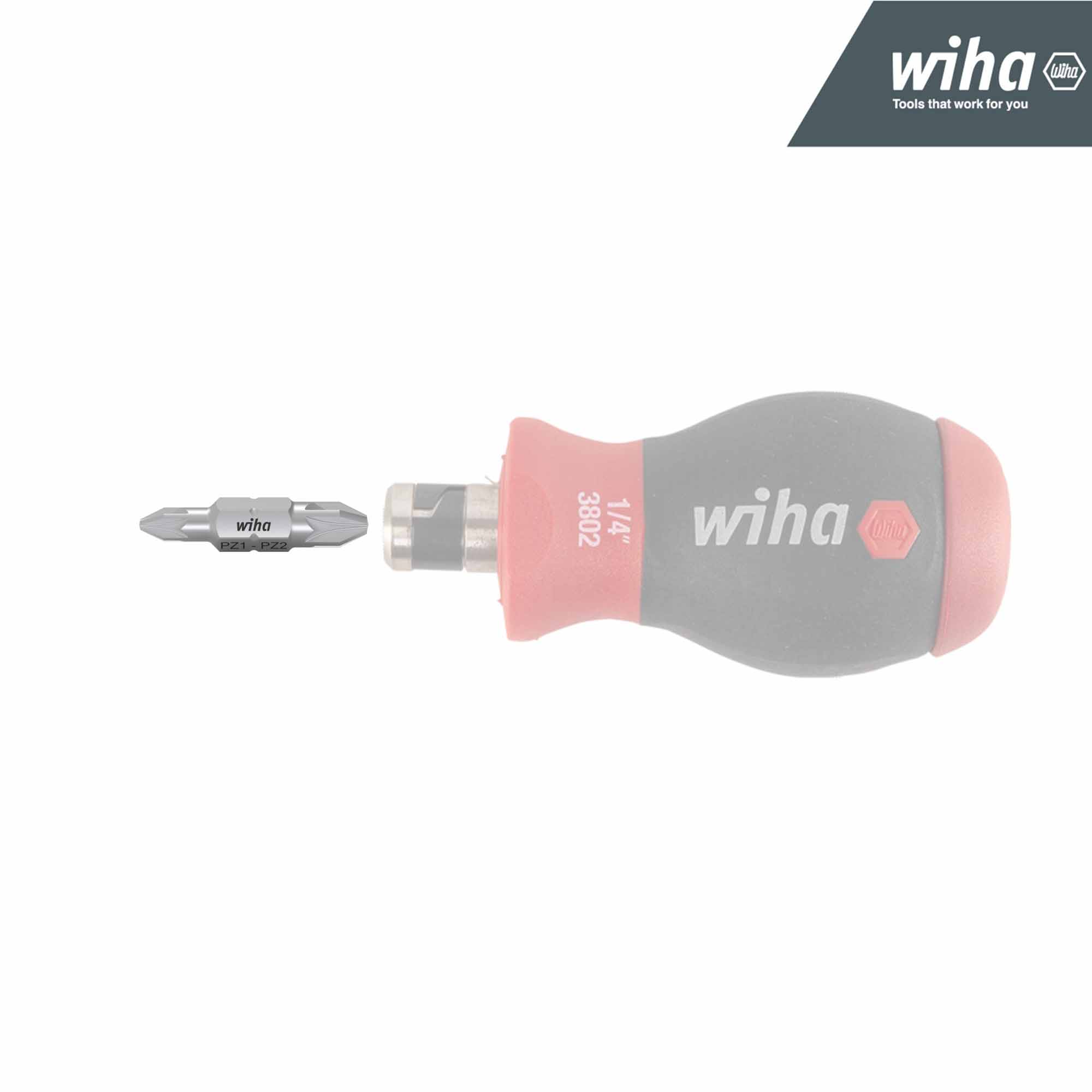 Бита двухсторонняя Doppelbit PZ1/PZ2 30мм Wiha 7412Z 43863