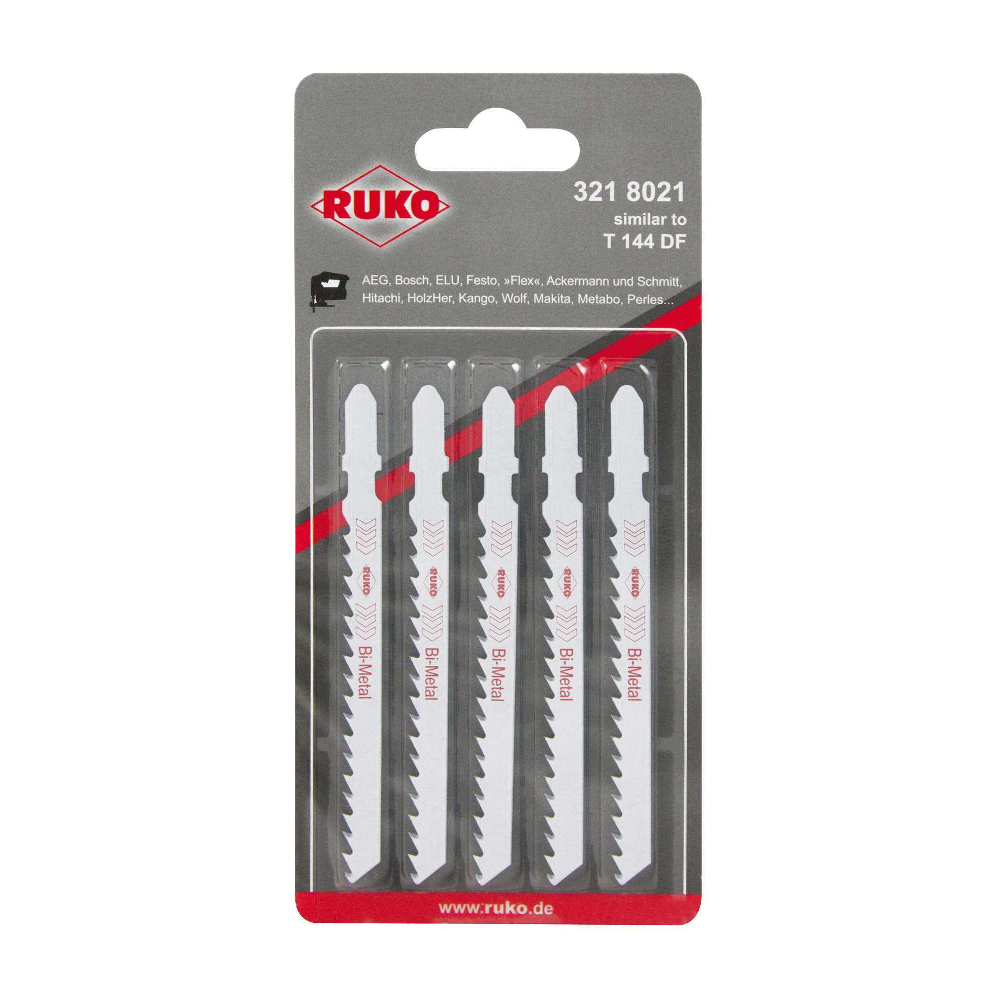 Пилка для лобзика T144DF BiMetall 100мм 6Tpi 5шт Ruko 3218021