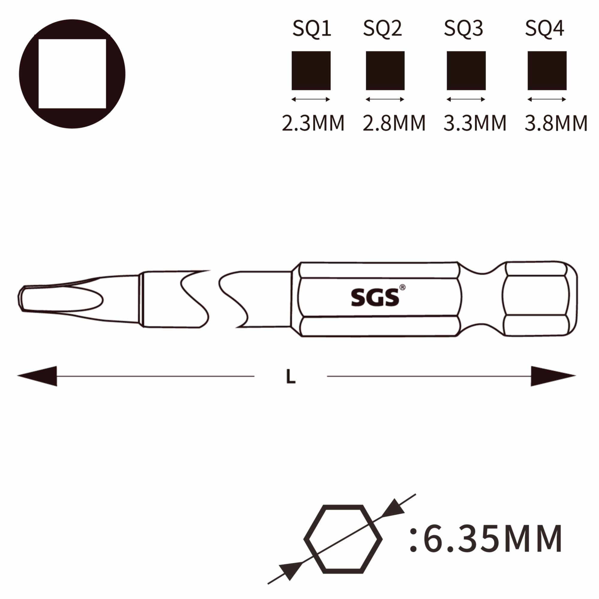 Бита SGS Robertson SQ №3 х100мм 63100SQ3