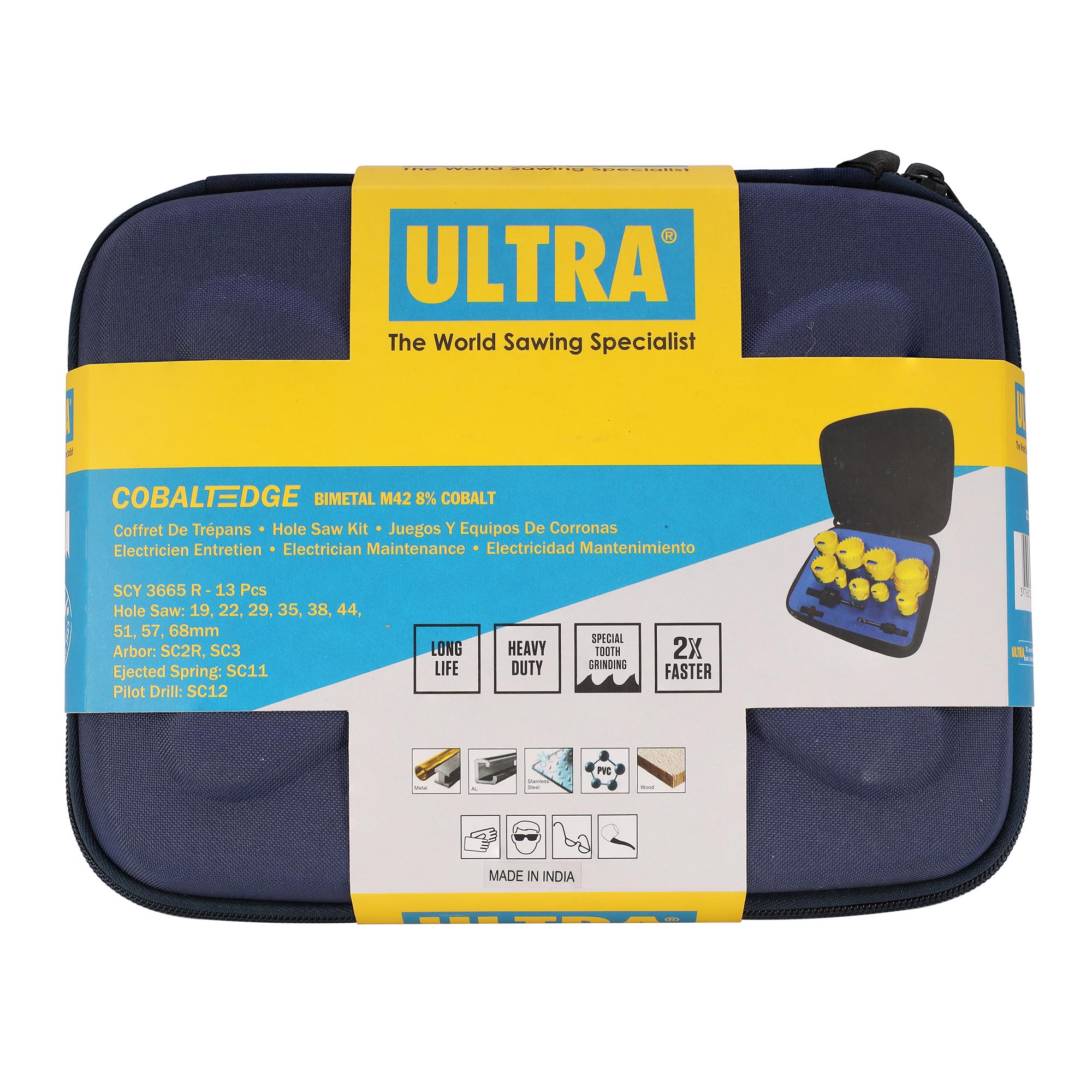 Набор коронок ULTRA Bi-metall 19-68мм HSSE-Co8 13пр SCY 3665R