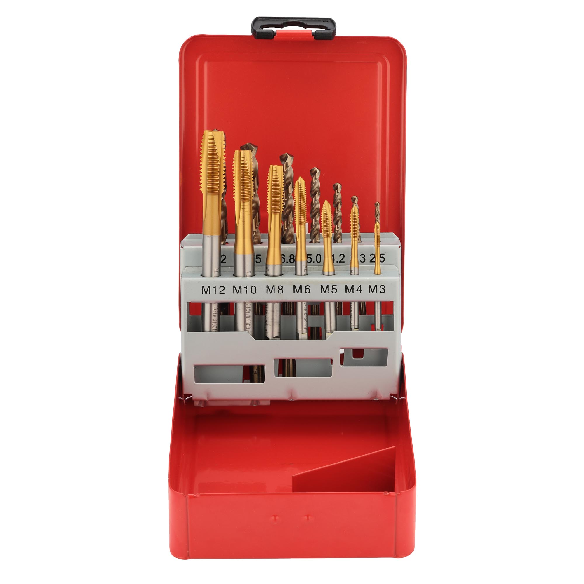Набор машинных метчиков H-Tools M3-M12 HSSE-TiN DIN371/376 14пр 245051THT