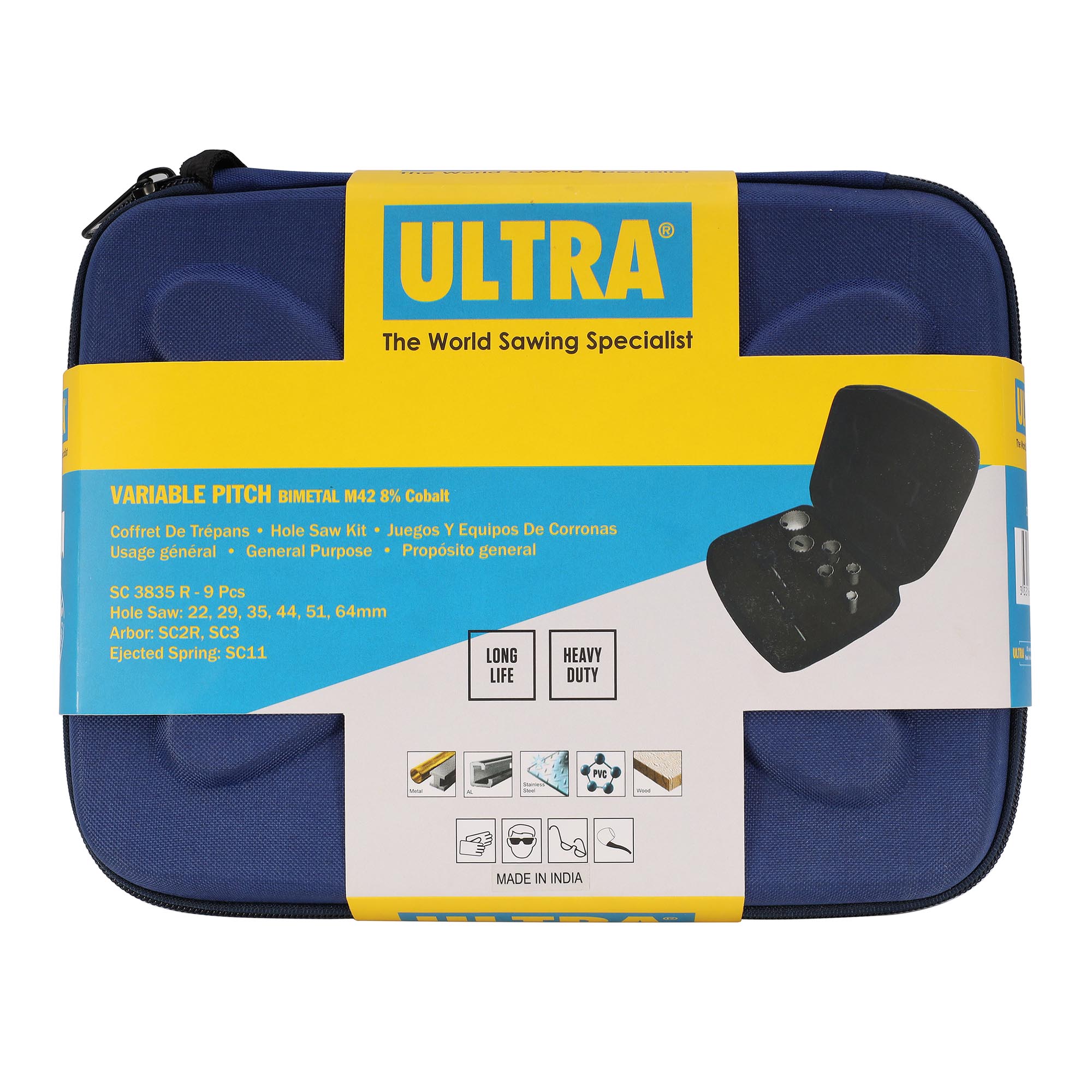 Набор коронок ULTRA Bi-metall 22-64мм HSSE-Co8 9пр SC 3835R