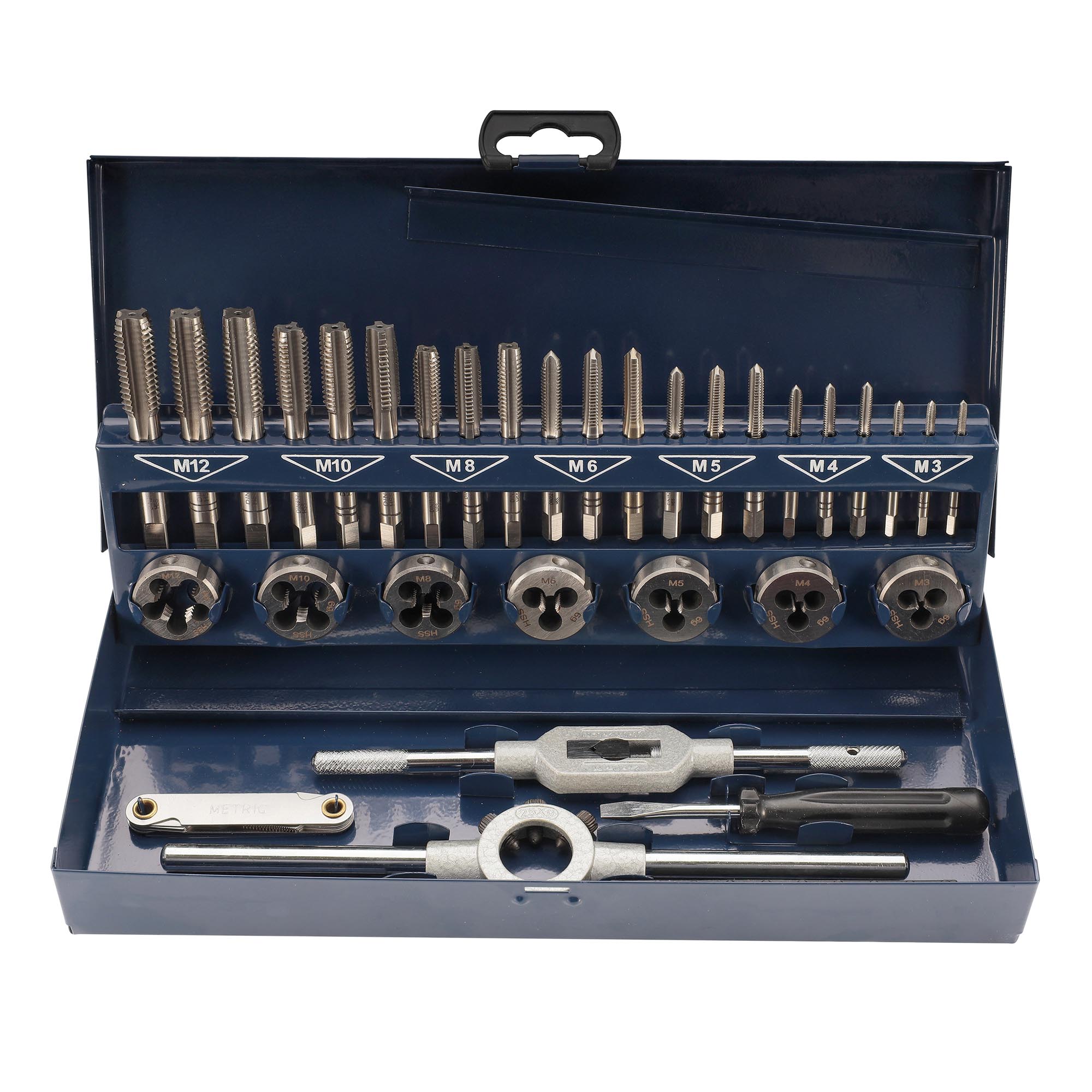 Набор метчиков и плашек H-Tools M3 -M12 HSS-G 32пр 245010HT