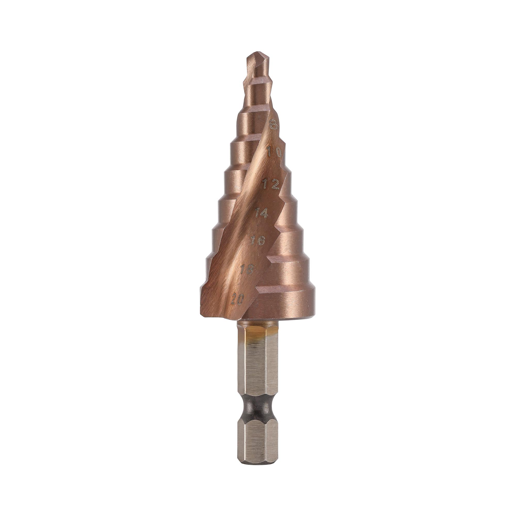Сверло ступенчатое по металлу H-Tools 4-20мм HSSE-Co5 9ступ. L=75мм хв. 6-гр 1/4" 101051EHT