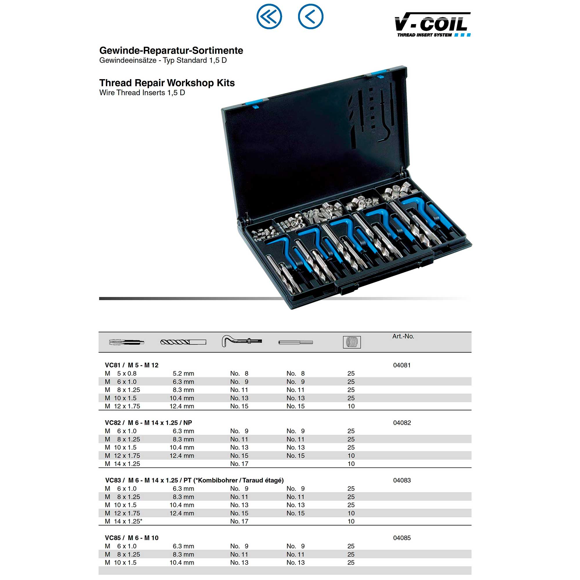 Набор для восстановления резьбы VC85 М6-М10 87пр V-Coil Volkel 04085