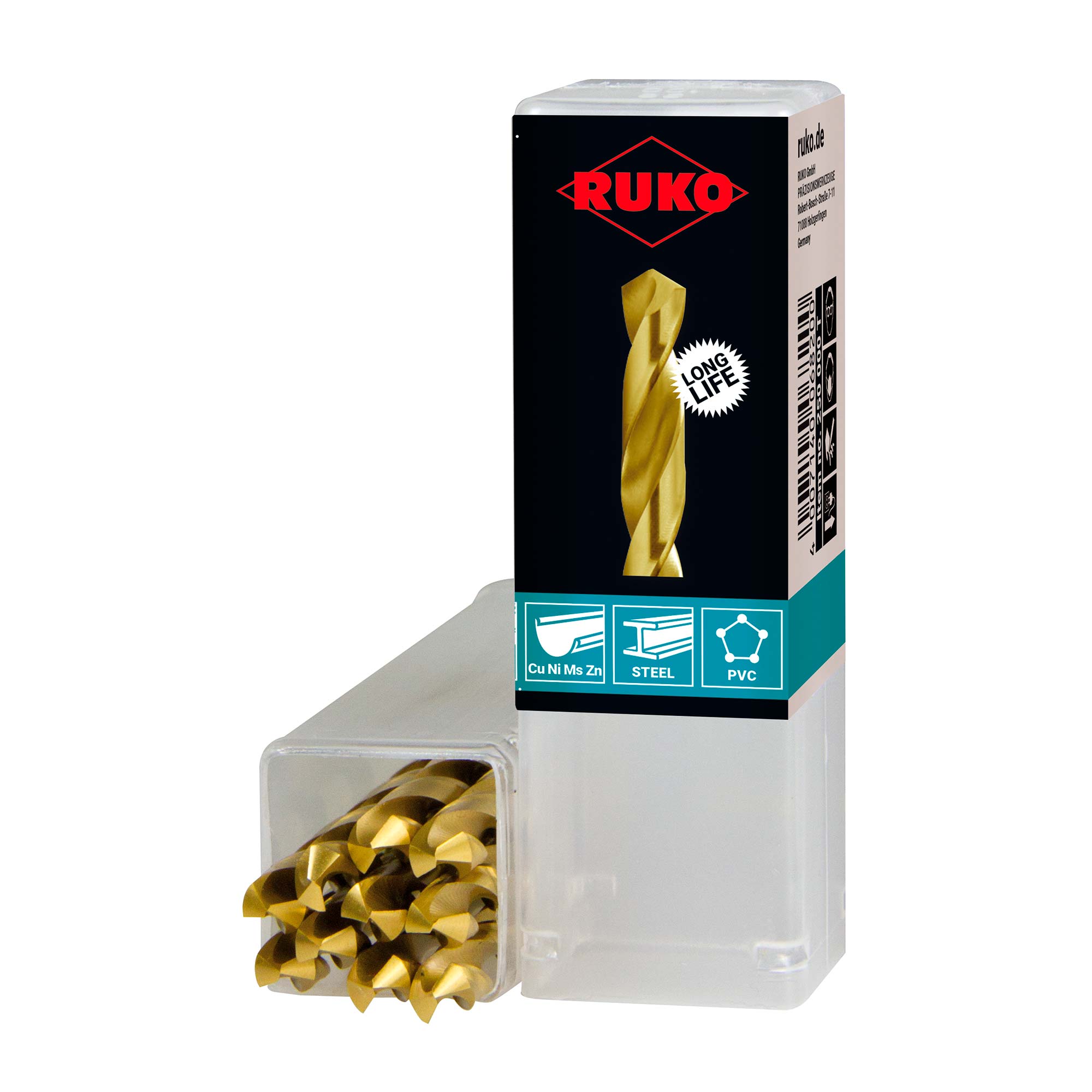Сверло по металлу Ruko 0,9x32/11мм DIN338 HSS-G TiN h8 5xD 118° 250009T