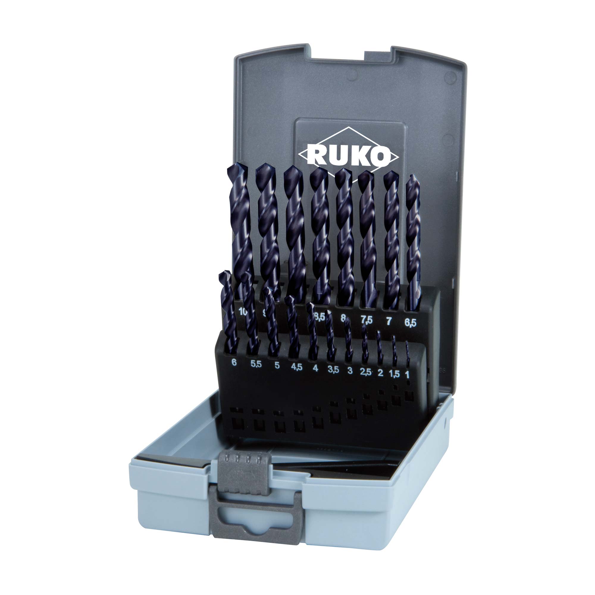 Набор сверл по металлу Ruko 1-10мм 19шт HSSE-Co8 TiALN 130° DIN338 281214EFRO