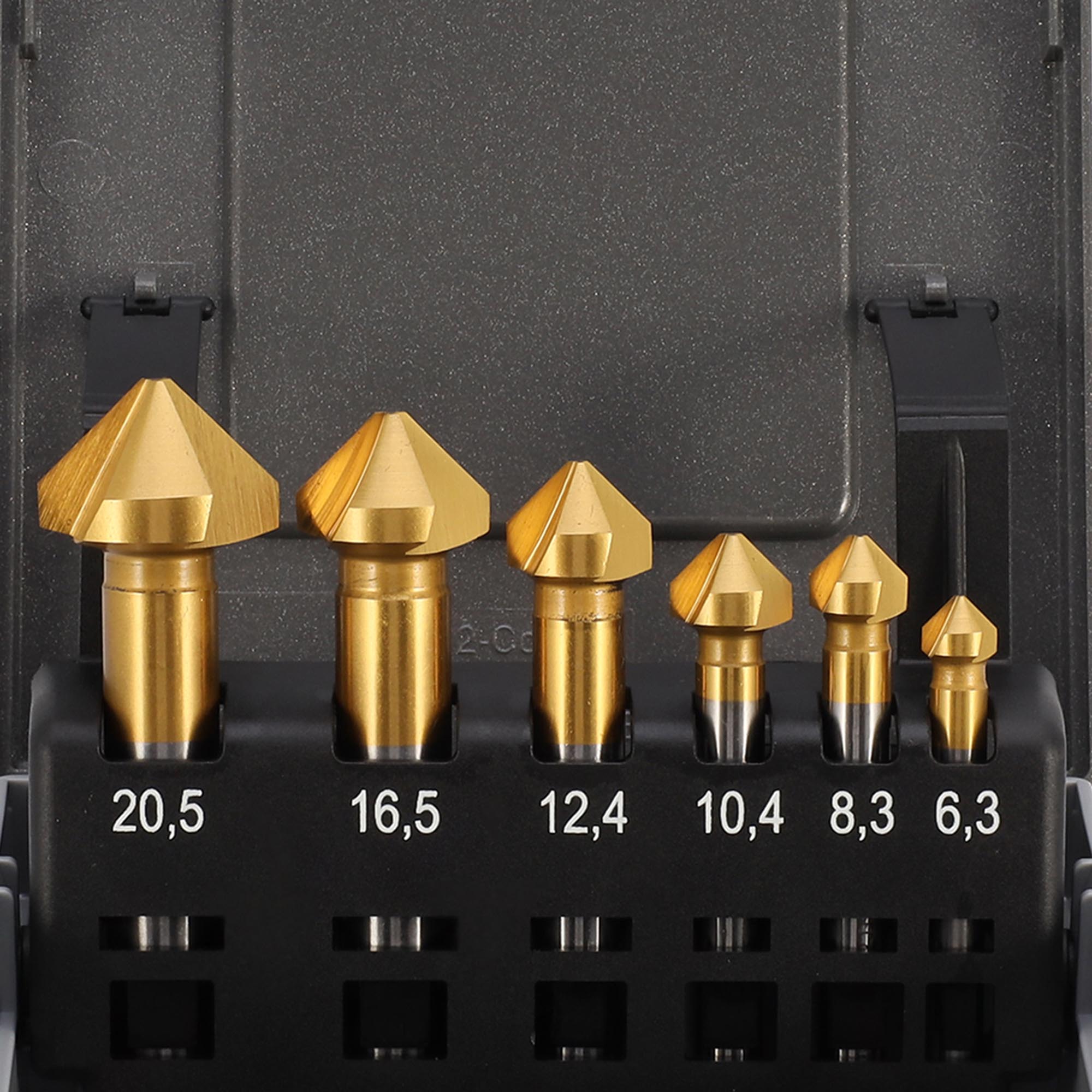 Набор зенковок H-Tools 90° 6,3-20,5мм HSSE-Co5 TiN 3z 6шт 795806EHT