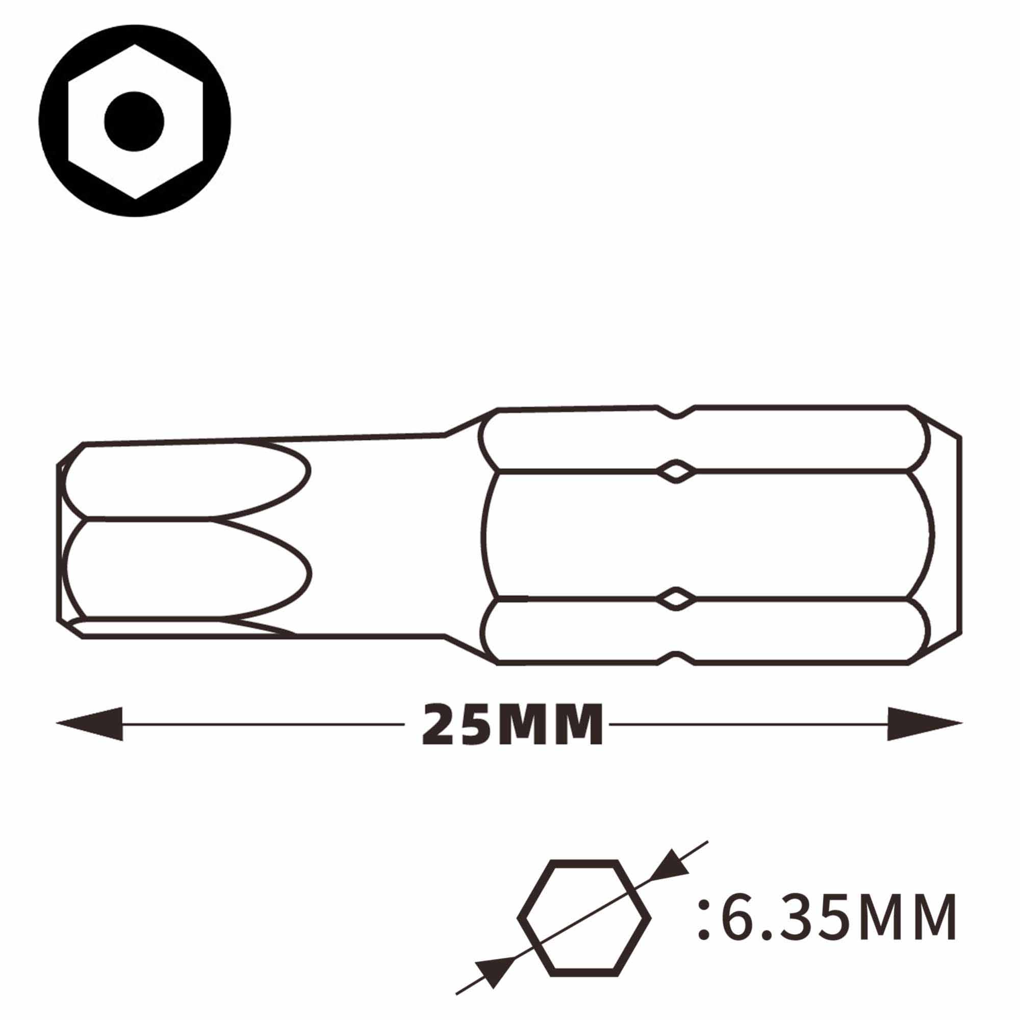 Бита шестигранная HEX 4,0TR х25мм Standard (с отверстием) Wiha 7013ZTR 25563