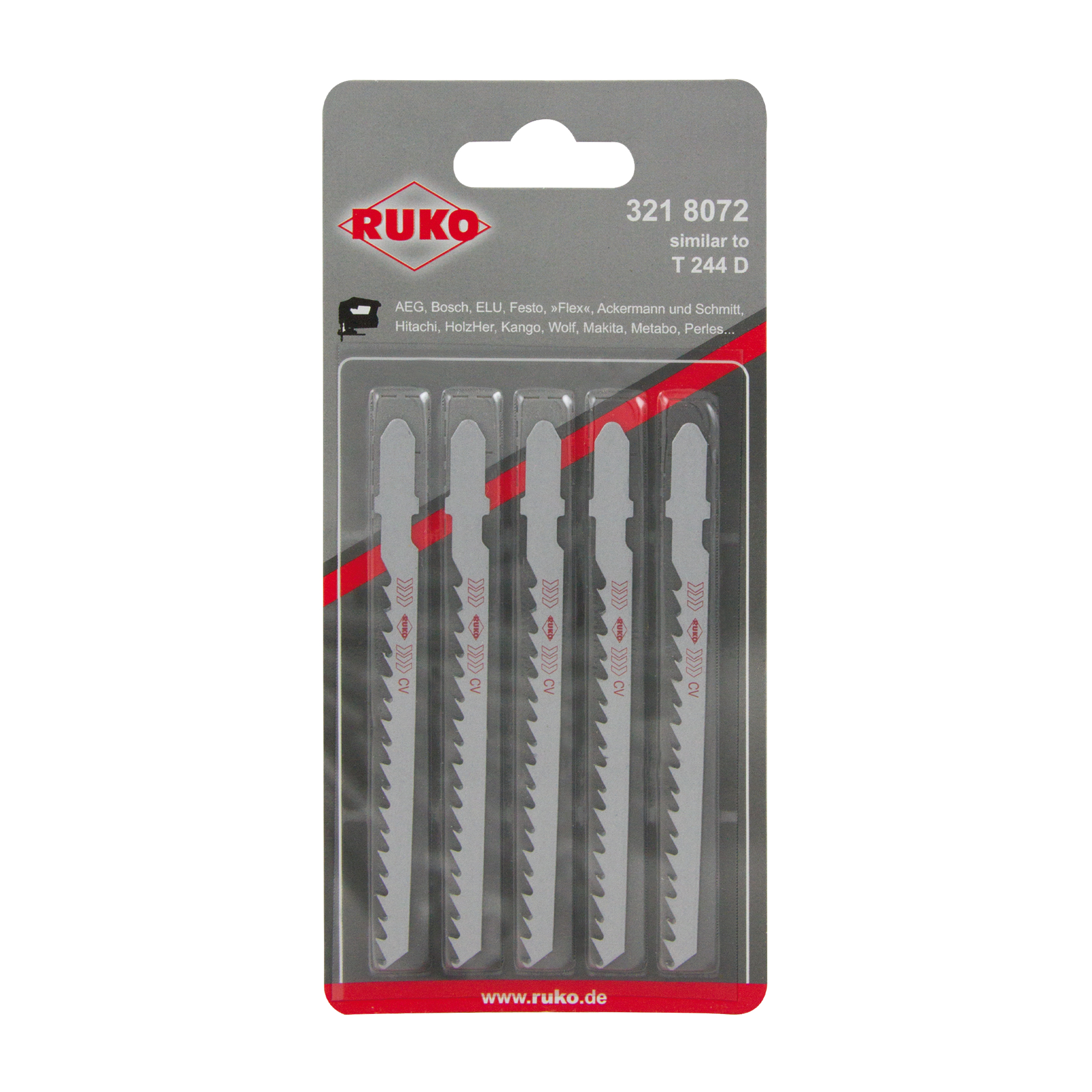 Пилка для лобзика T244D HCS 100мм 6Tpi 5шт Ruko 3218072