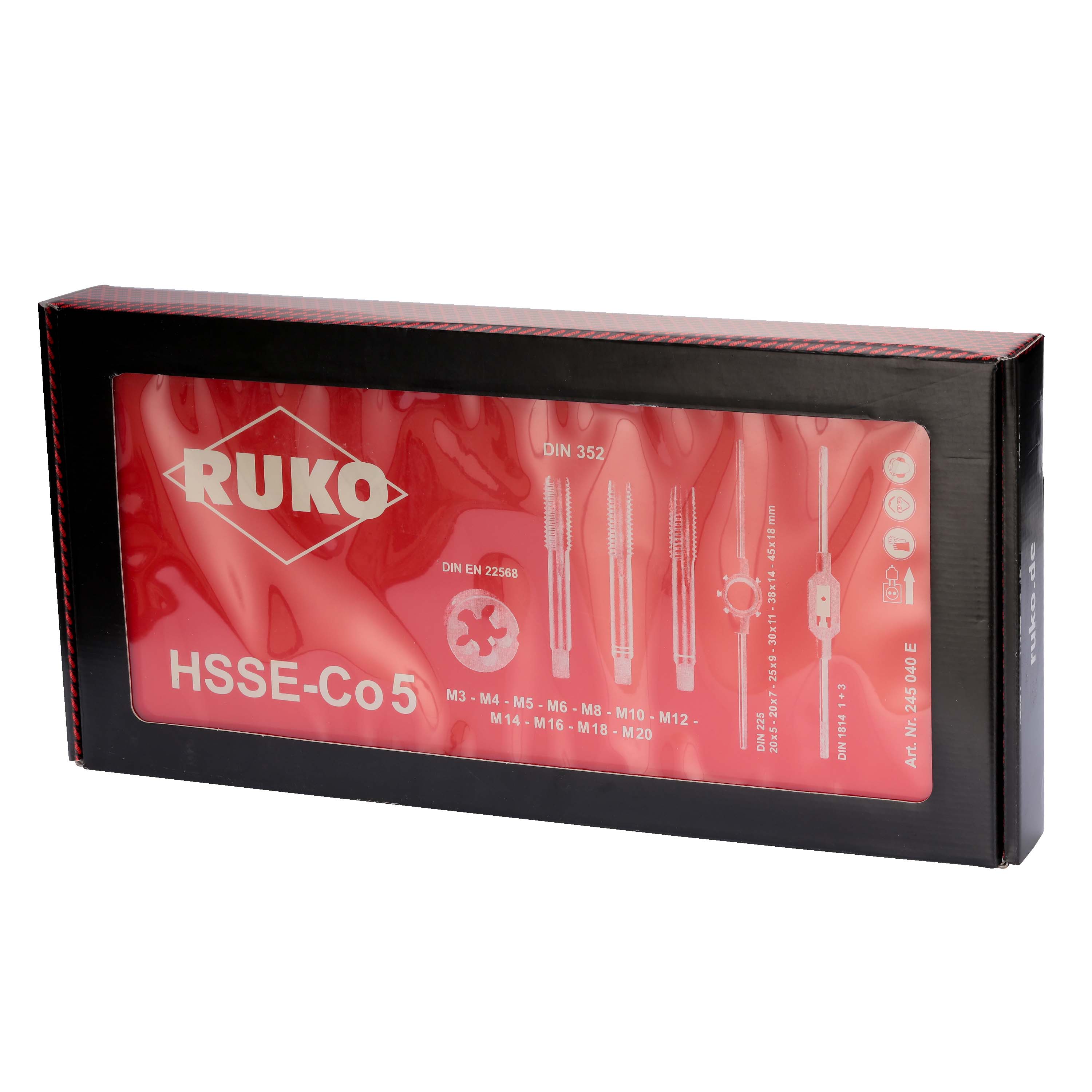 Набор метчиков и плашек M3-M20 HSSE 54пр Ruko 245040E (!)