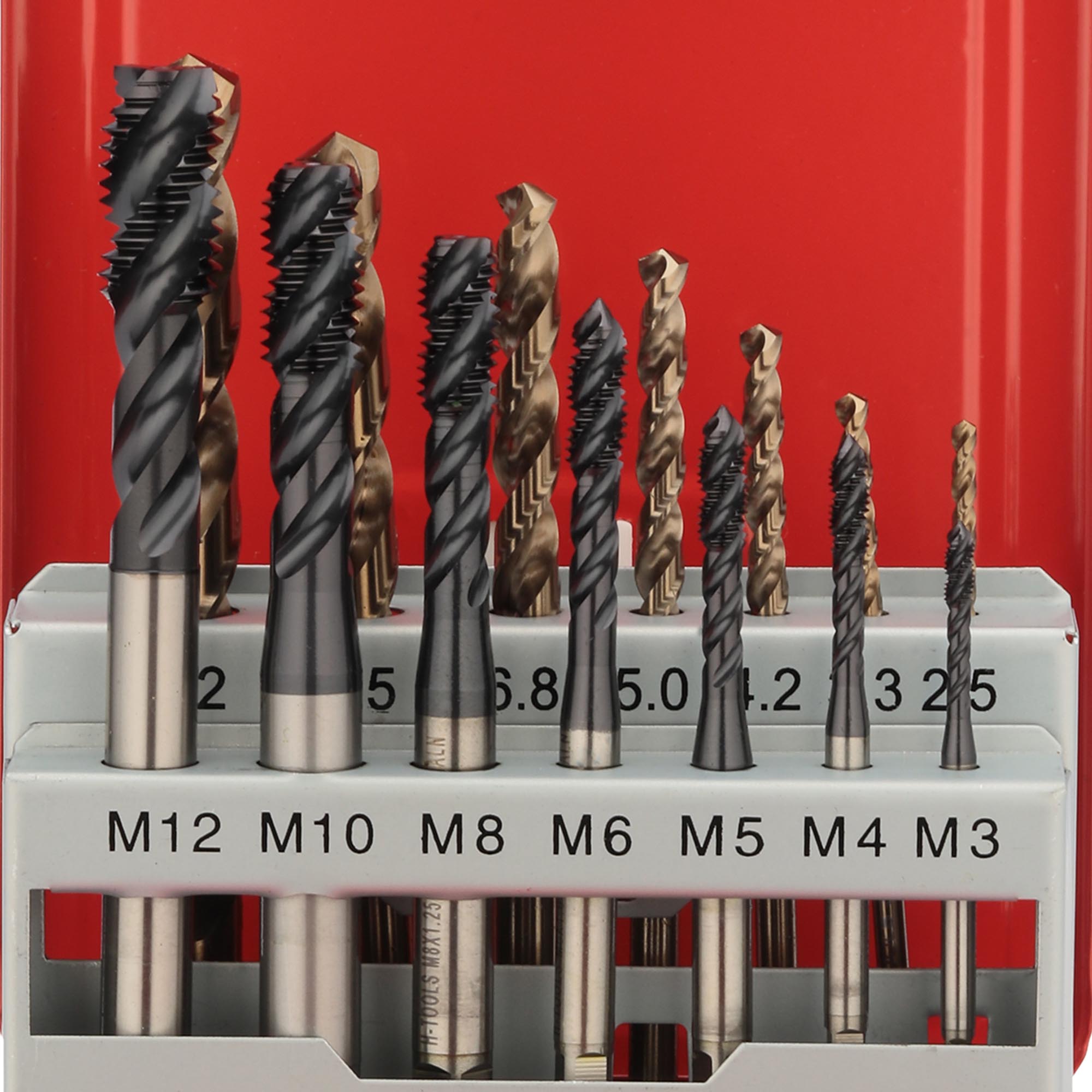 Набор машинных метчиков H-Tools M3-M12 HSSE-TiALN DIN371/376 14пр 245052FHT