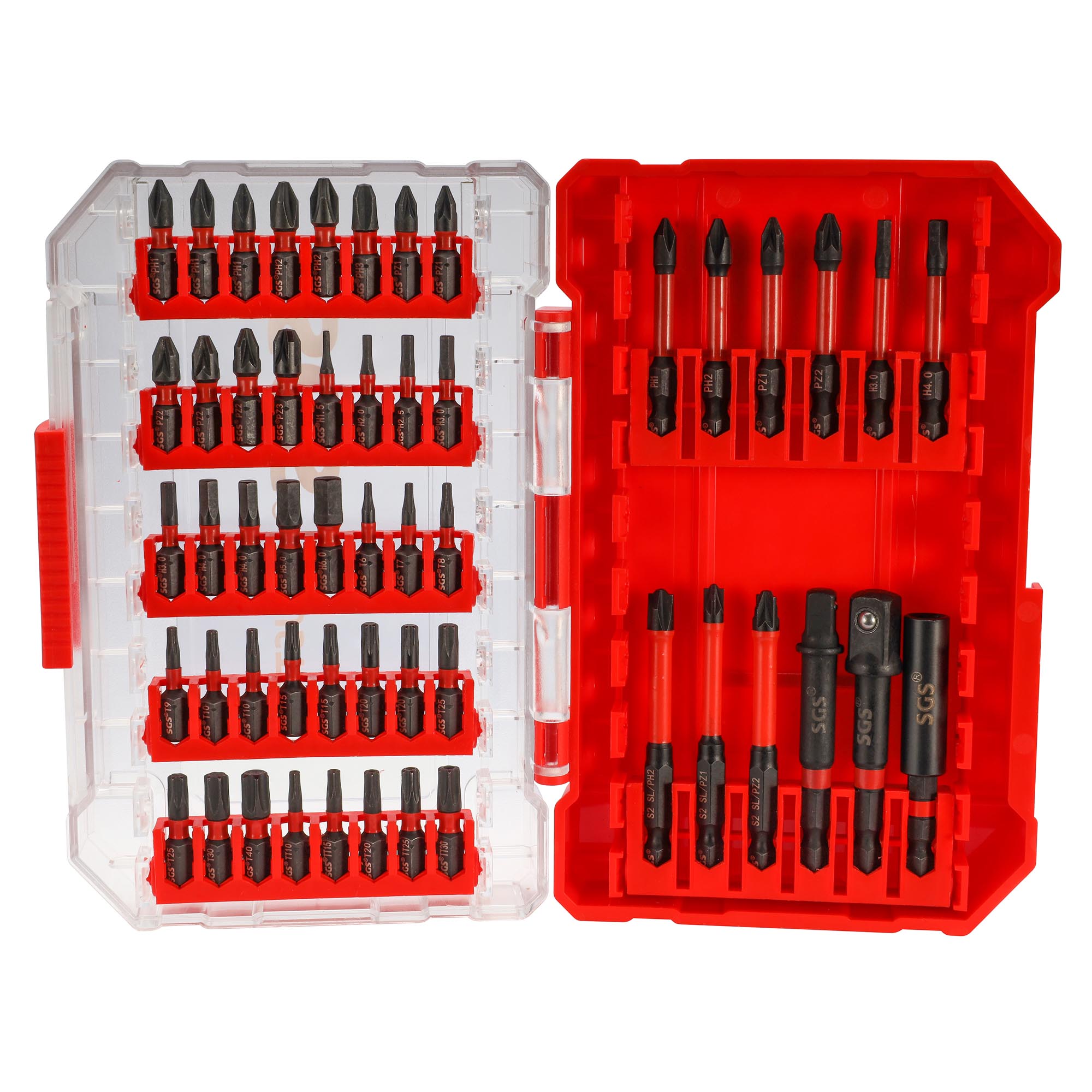 Набор ударных бит SGS PH/PZ/TORX/HEX/PLUS-MINUS S2 52шт SGS63-52C