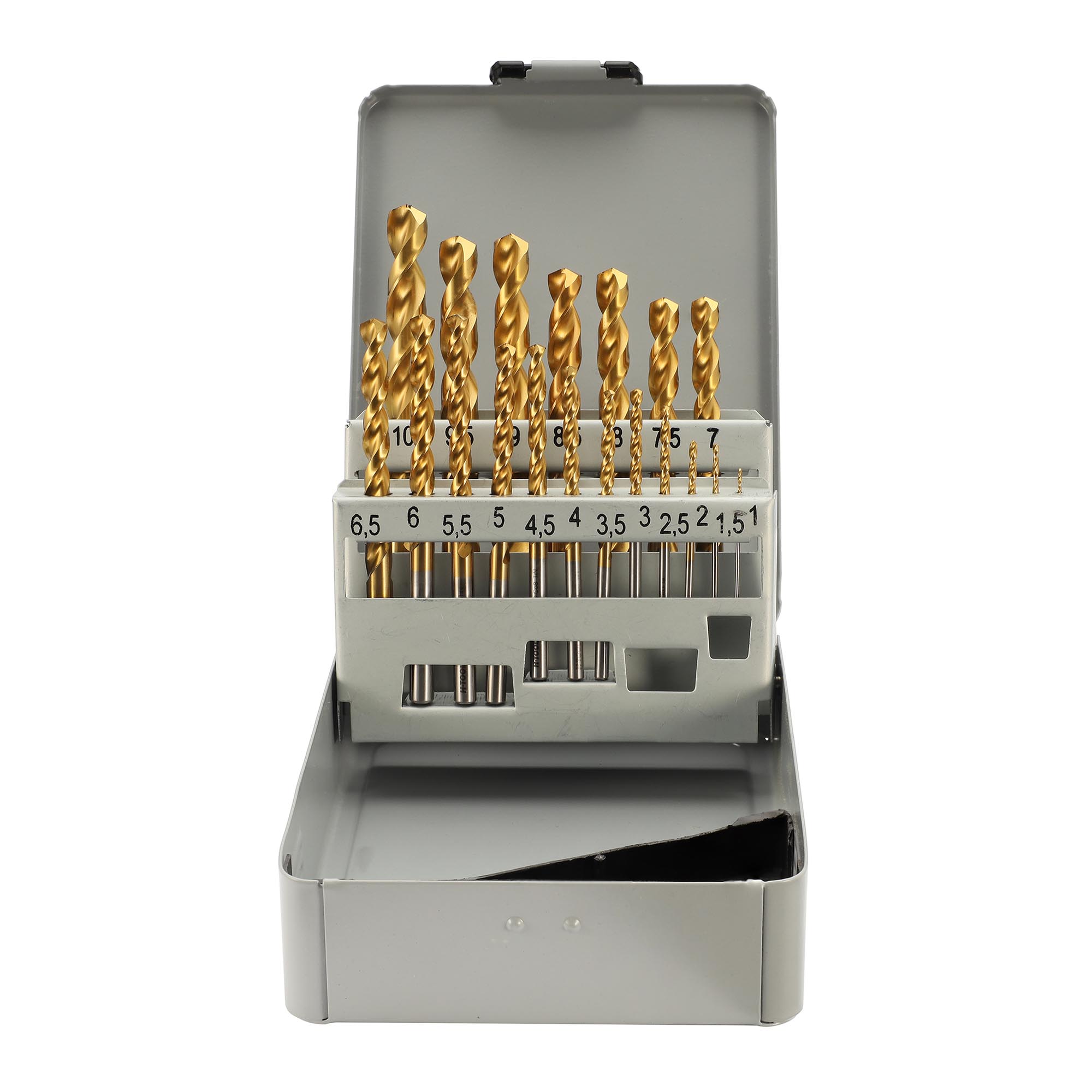 Набор сверл по металлу H-Tools 1-10мм 19шт HSSE-Co8 TiN 135° DIN338 08351100