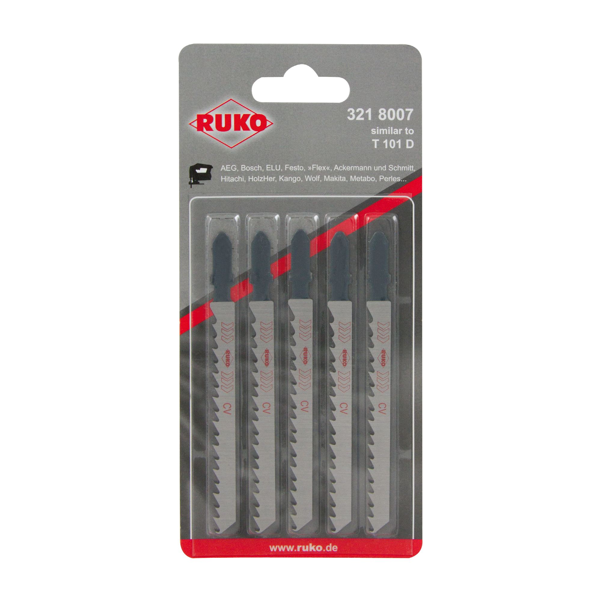 Пилка для лобзика T101D HCS 100мм 6Tpi 5шт Ruko 3218007