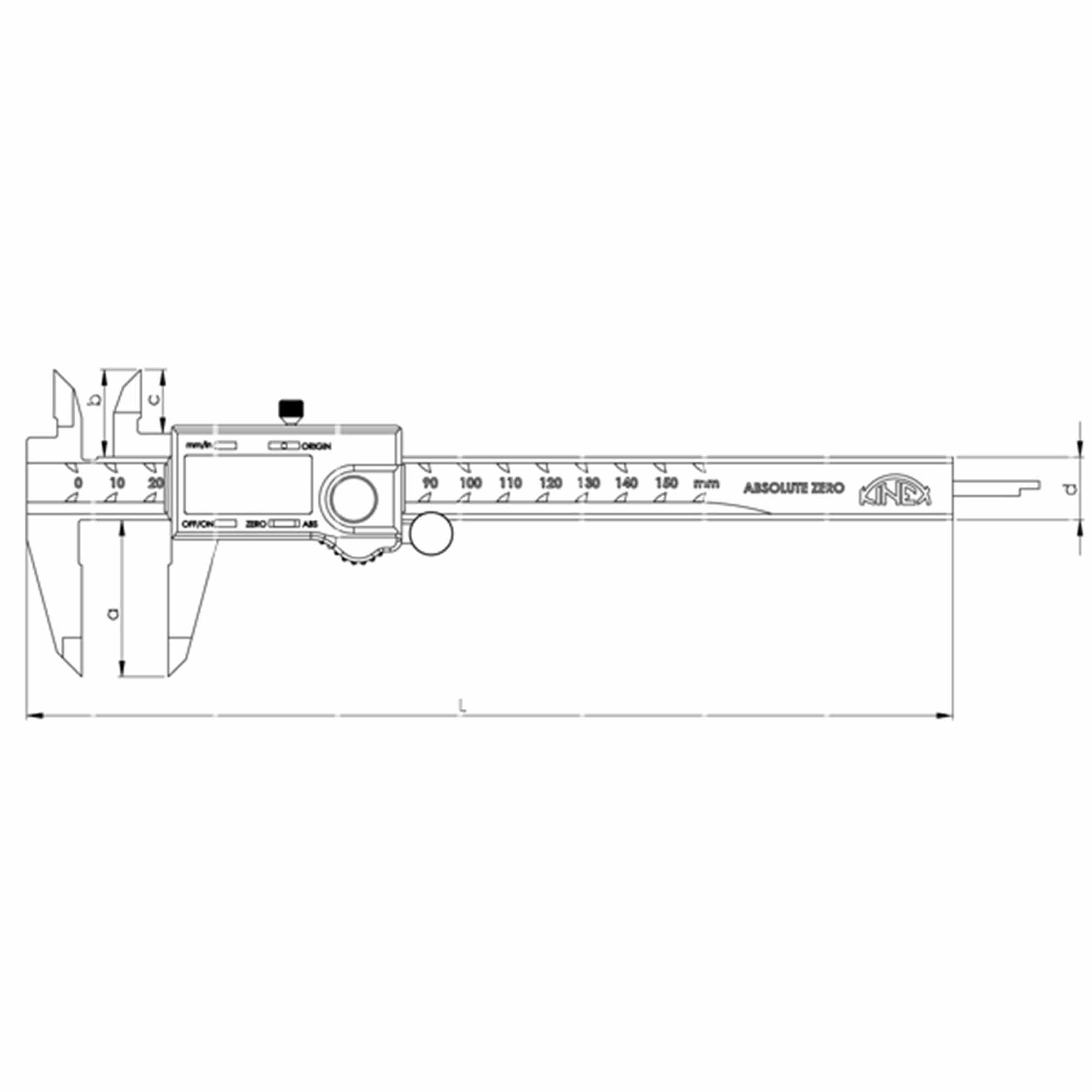 Штангенциркуль электронный Kinex ШЦЦ-1-150/40мм 0,01мм DIN862 6040-02-150