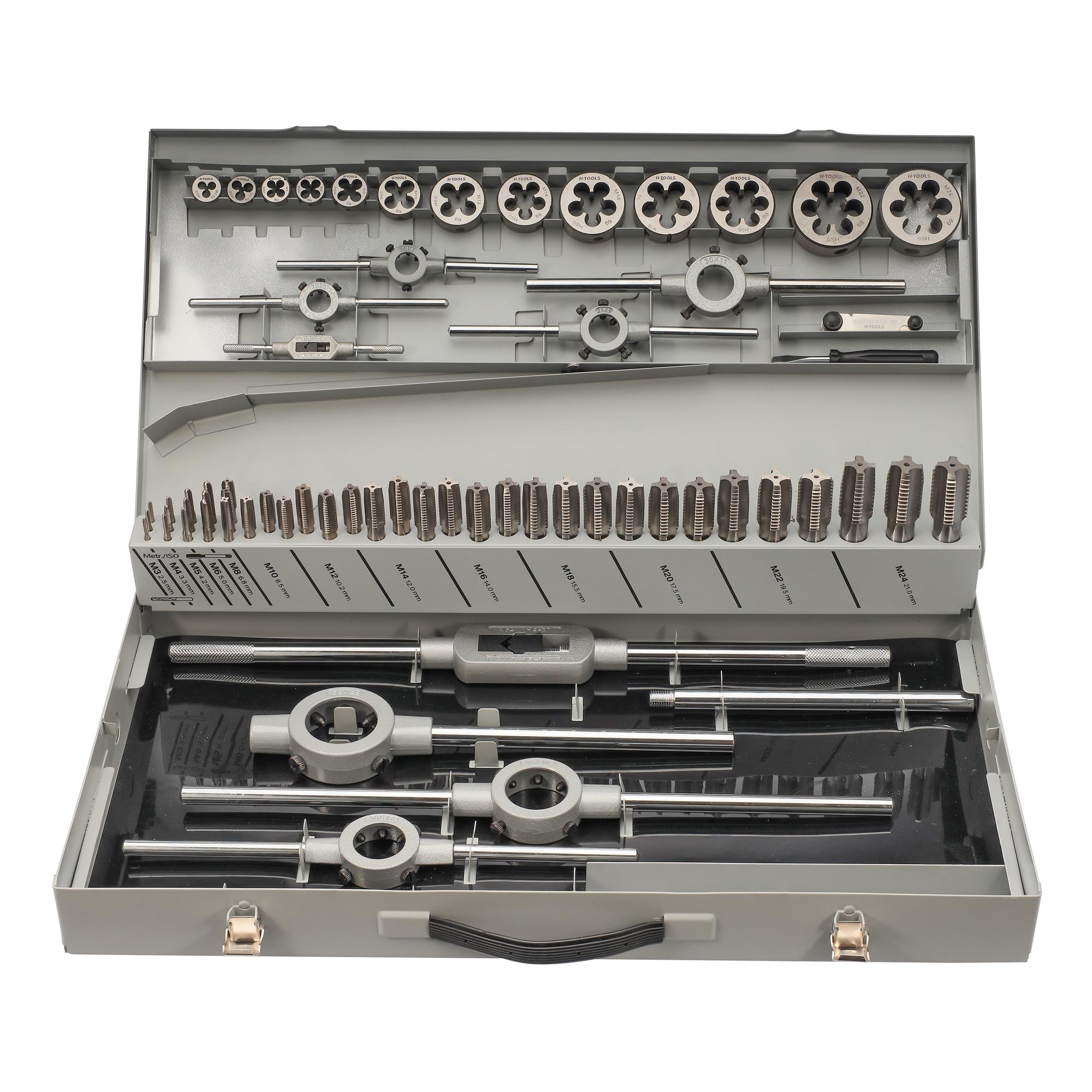 Набор метчиков и плашек H-Tools M3 -M24 HSS-G 64пр 08331050
