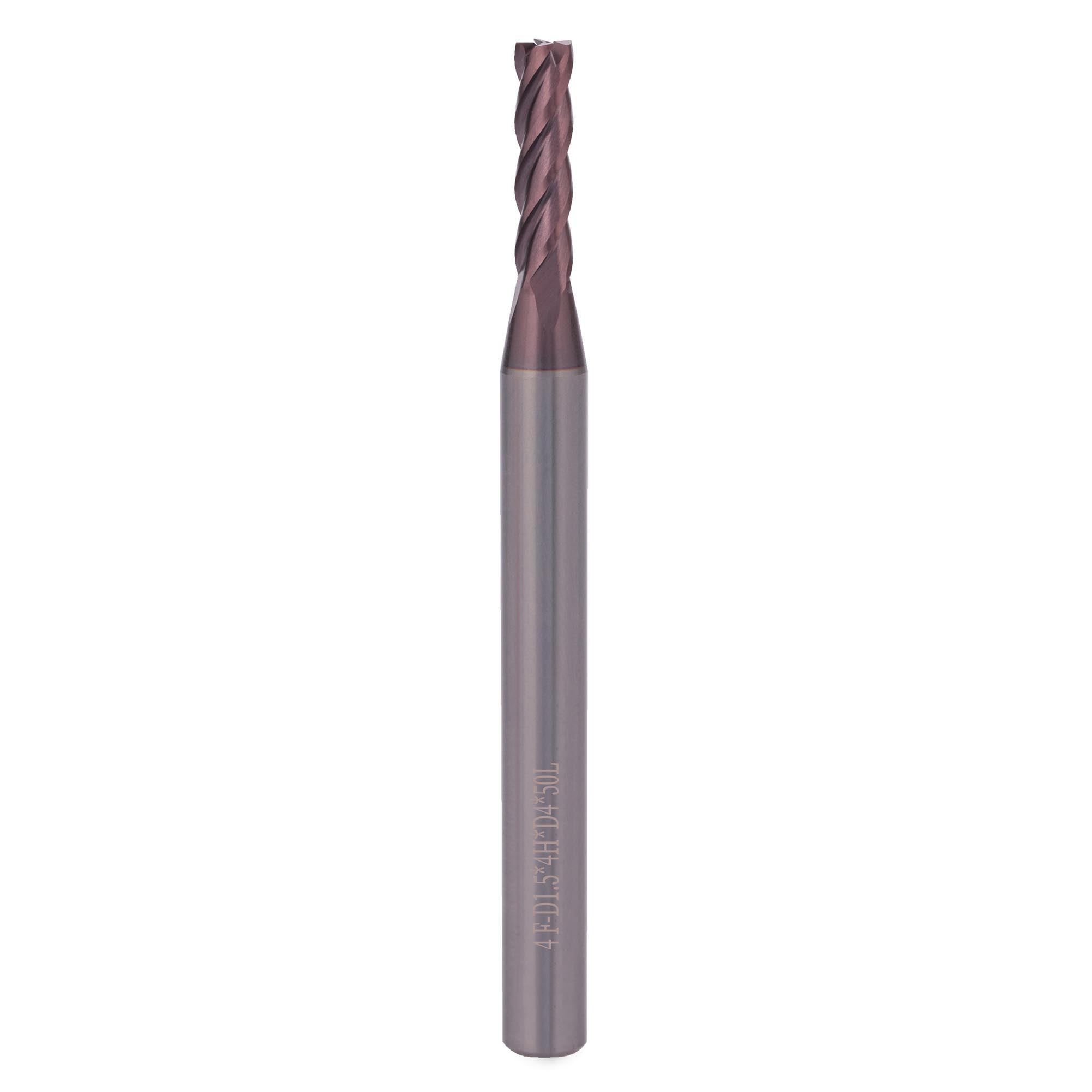 Фреза твердосплавная по металлу H-Tools 1,5x50/4мм d04 4z 55HRC P20 TiALN 19941-015