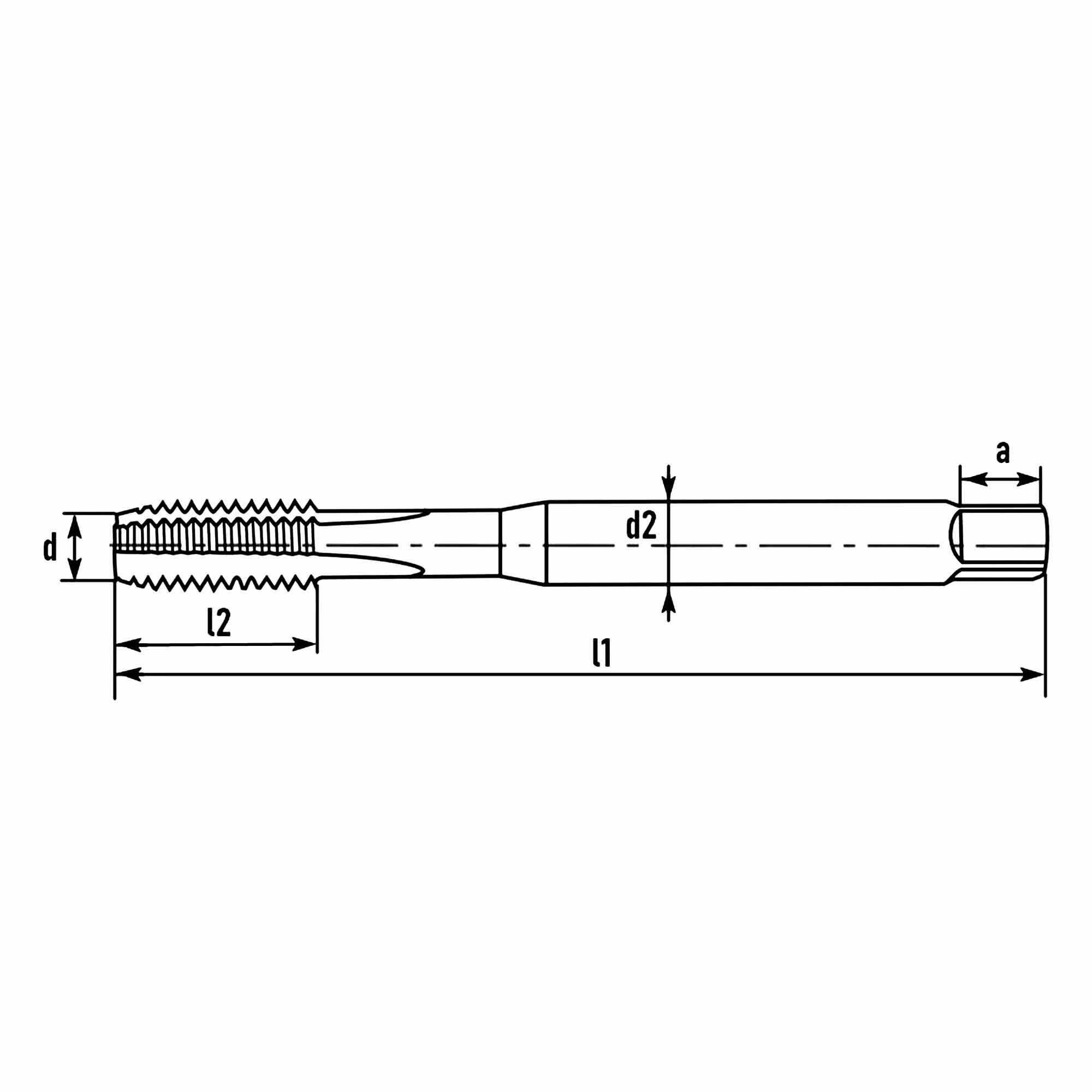 Метчик машинный удлиненный H-Tools М6х1,0 HSSE-TiN 6h B/4-5P 160мм 32173THT