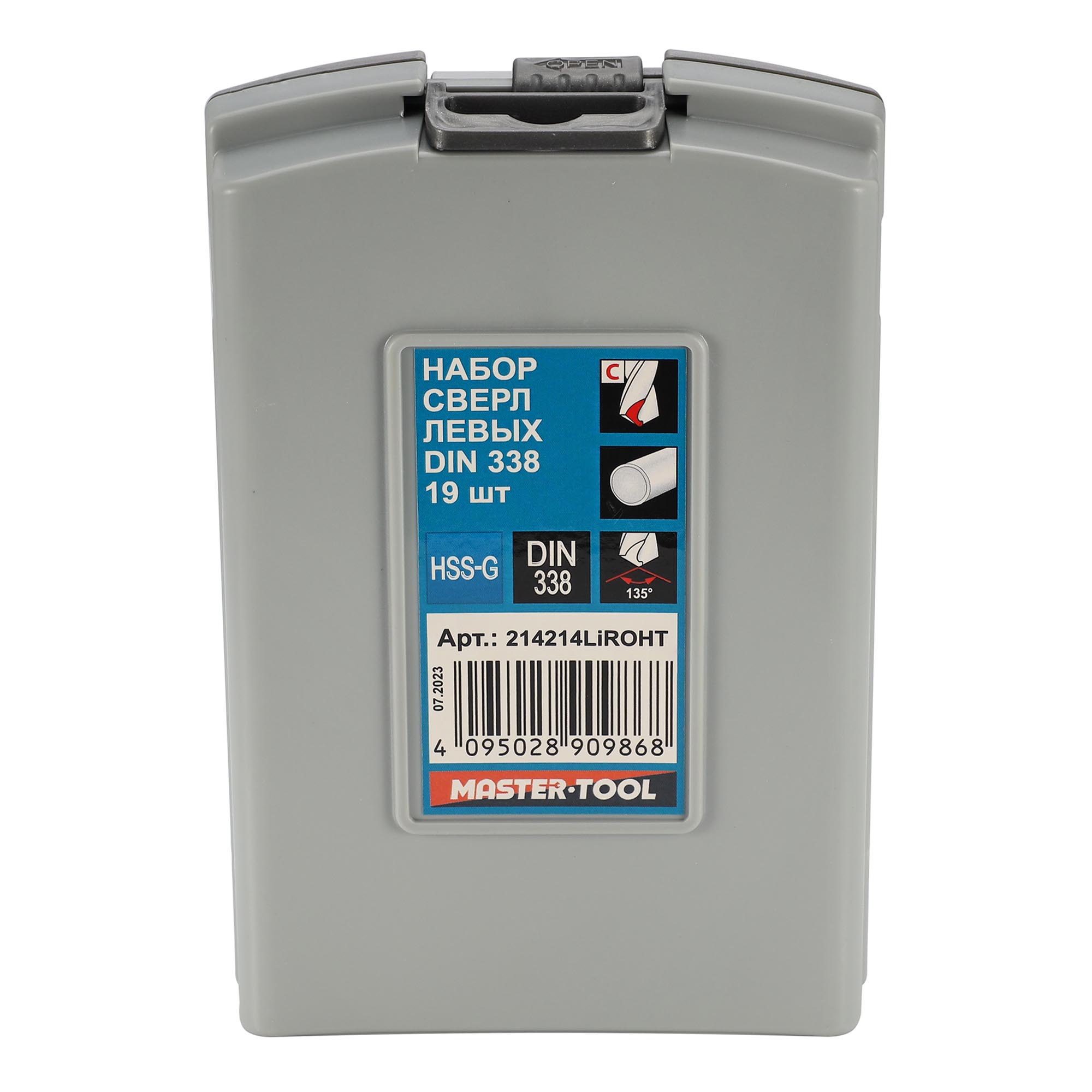 Набор левых сверл по металлу H-Tools 1-10мм 19шт HSS-G 135° DIN338 214214LiROHT