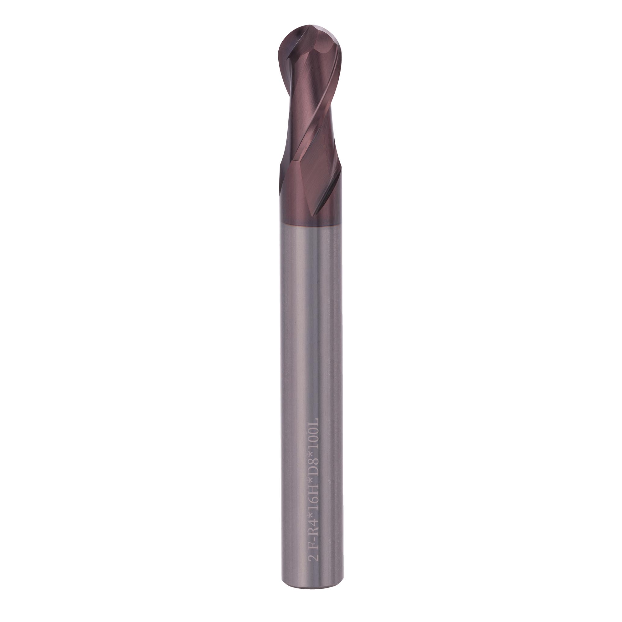 Фреза твердосплавная радиусная H-Tools 8,0x100/16мм d08 2z 55HRC P20 TiALN 19973-080