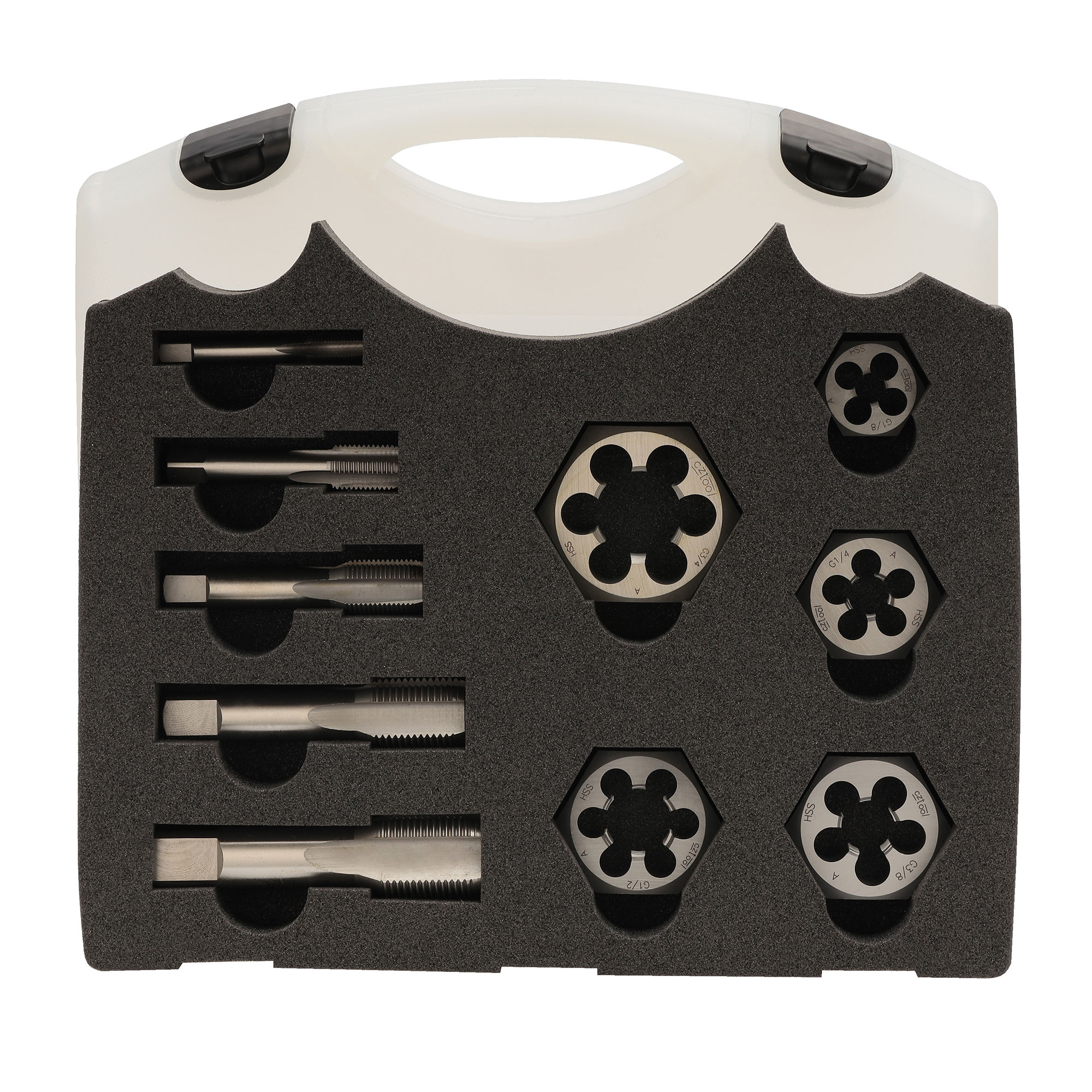 Набор метчиков и плашек Bucovice Tools G(BSP) 1/8"-3/4" HSS 10пр 340220