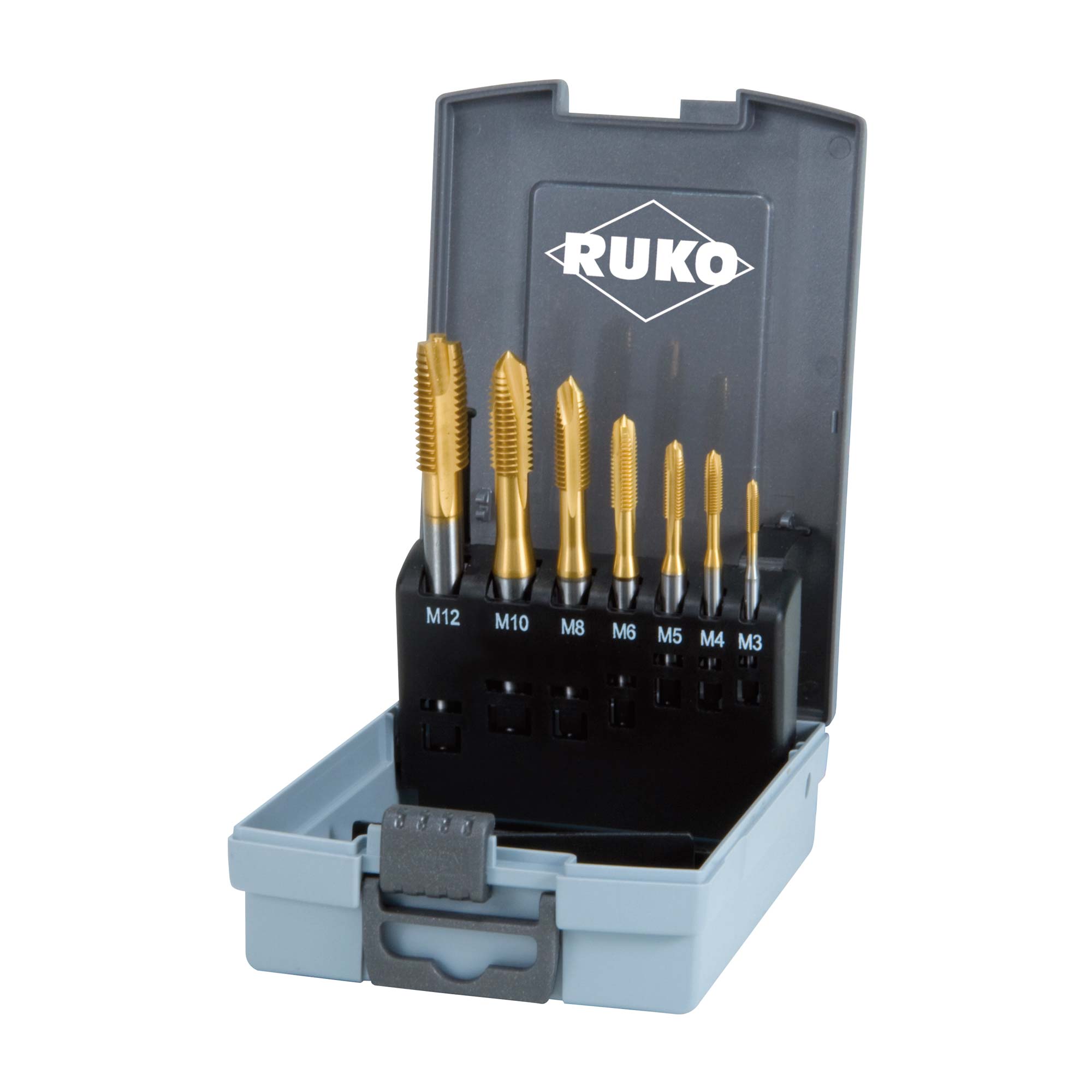 Набор машинных метчиков Ruko M3-M12 HSS-TiN DIN371/376 7пр 245065RO