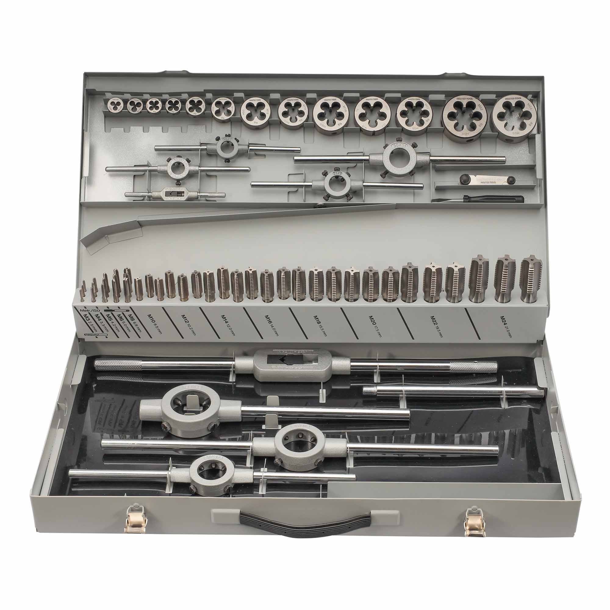 Набор метчиков и плашек MASTER-TOOL M3 -M24 HSS-G 64пр 1017701010004