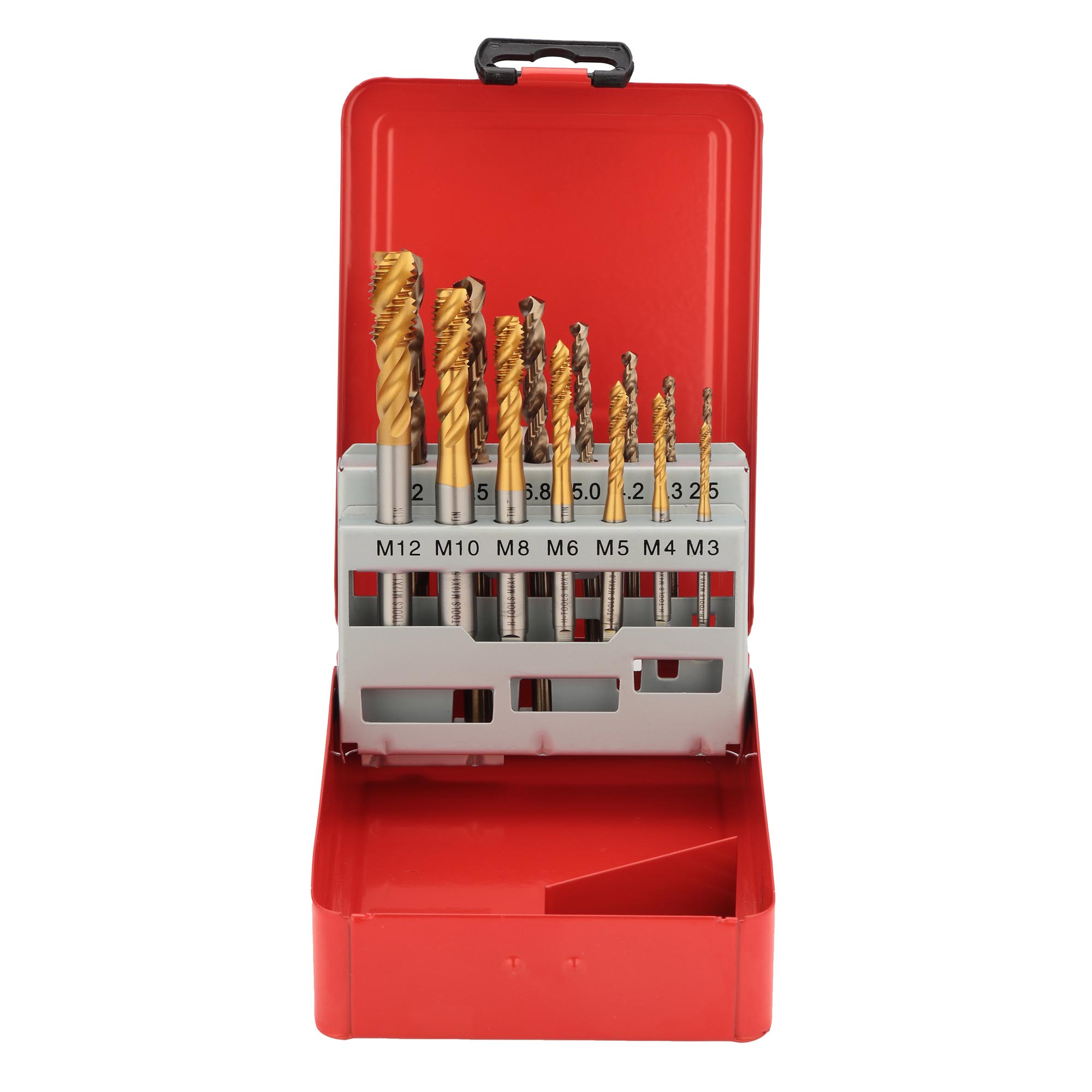 Набор машинных метчиков H-Tools M3-M12 HSSE-TiN DIN371/376 14пр 245052THT