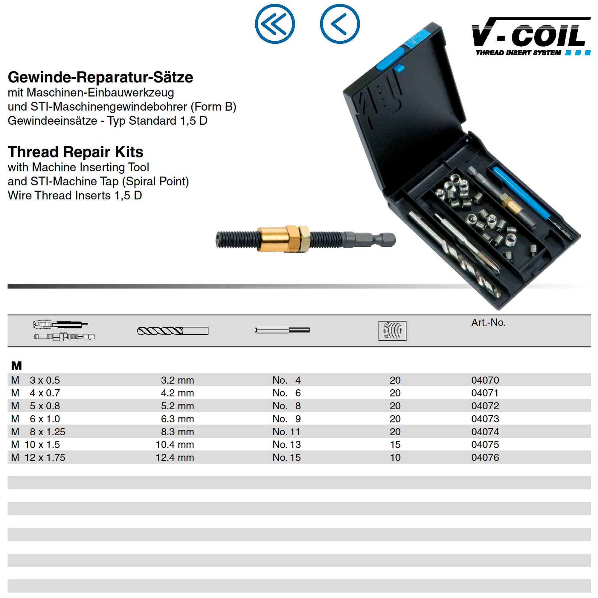 Набор для восстановления резьбы М 3,0х0,5 24пр V-Coil Machine Volkel 04070