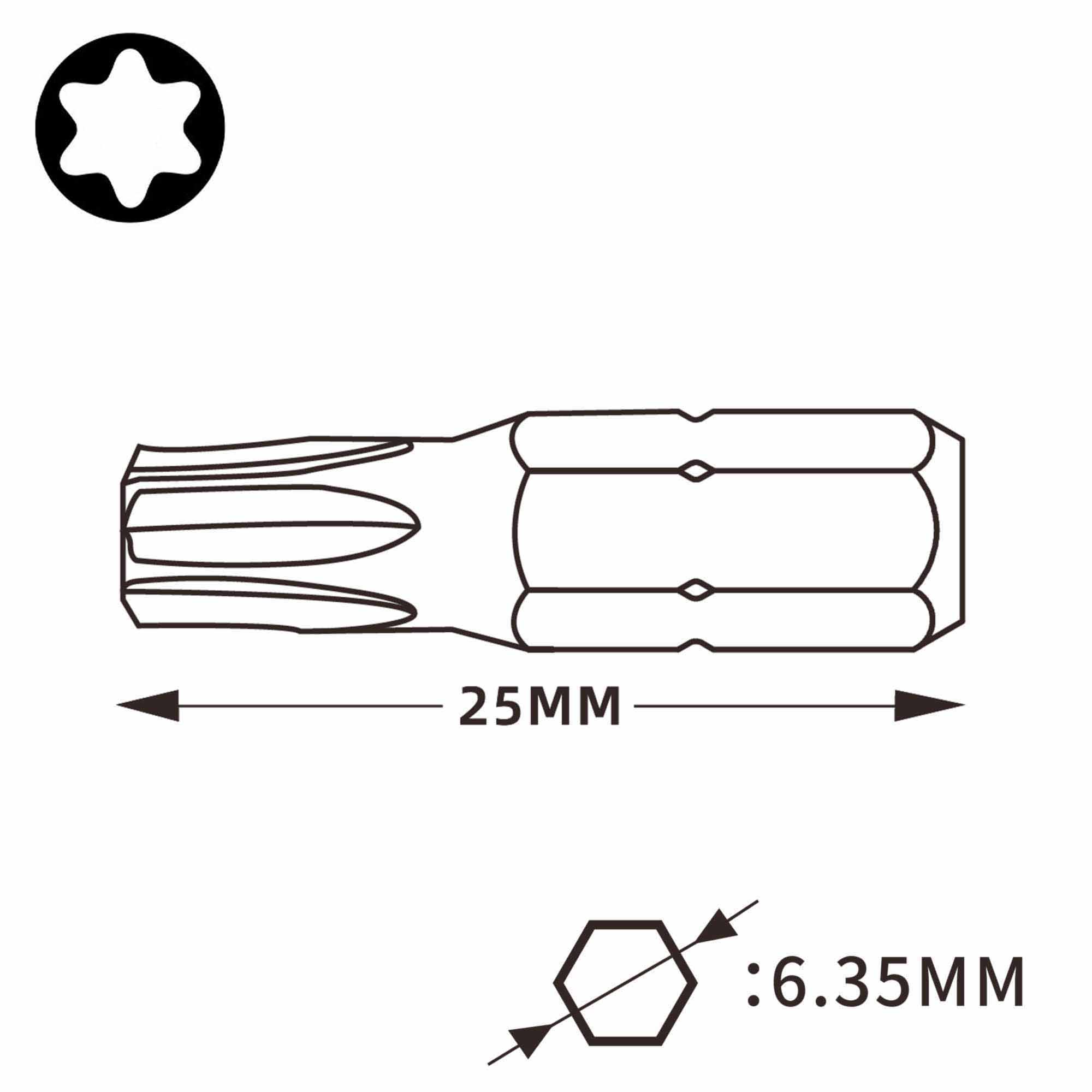 Бита T10 х25мм TORX Wiha 7015Z 01716 (K)