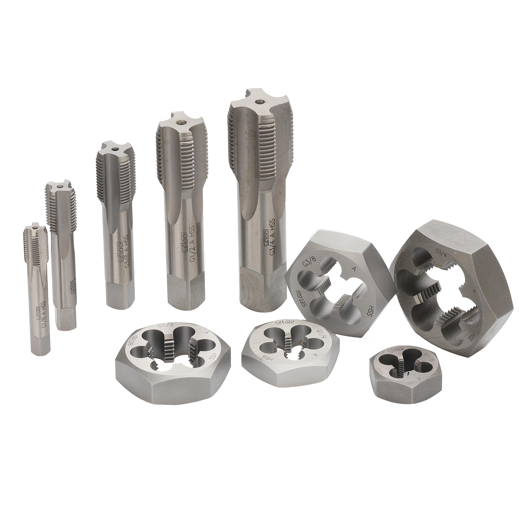Набор метчиков и плашек Bucovice Tools G(BSP) 1/8"-3/4" HSS 10пр 340220
