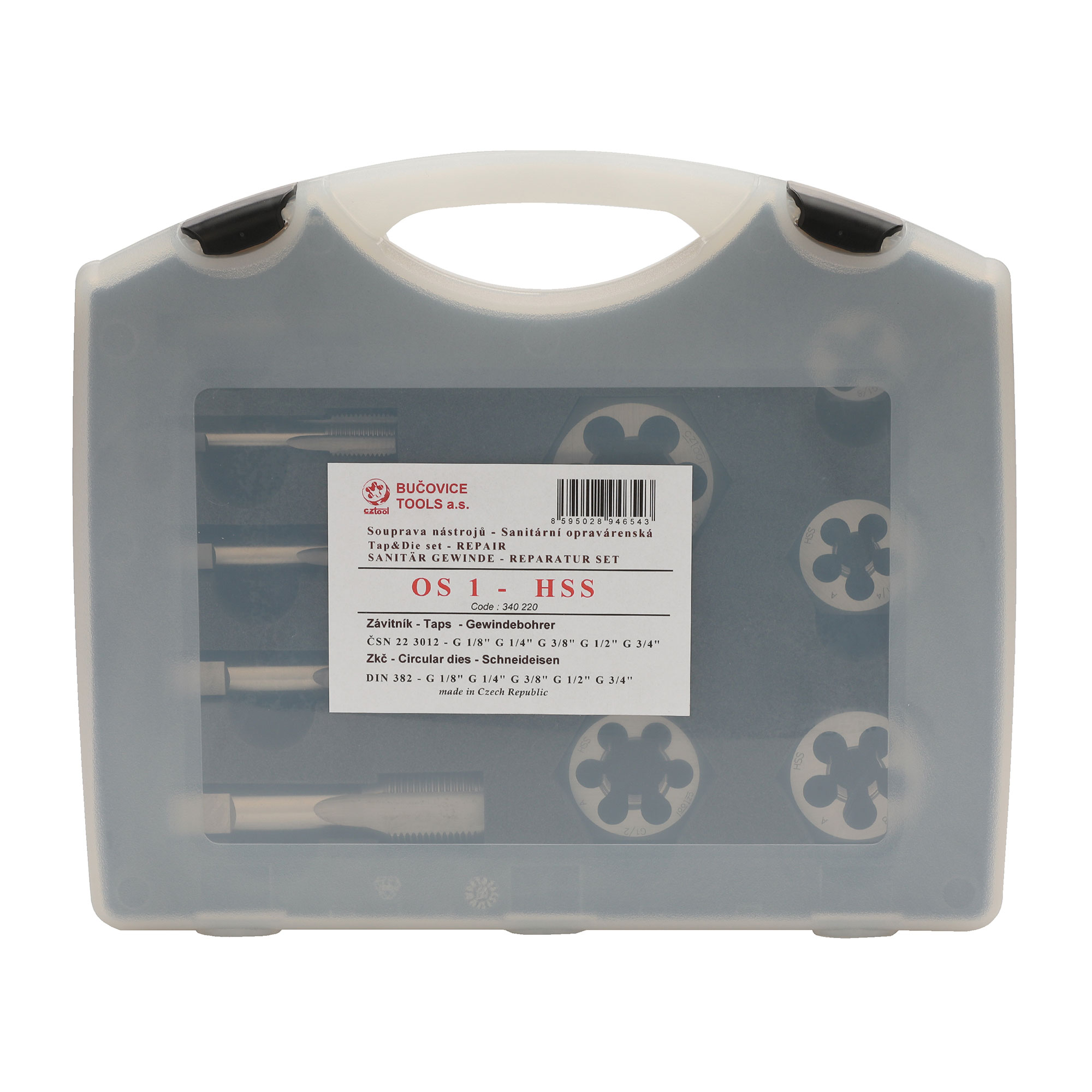 Набор метчиков и плашек Bucovice Tools G(BSP) 1/8"-3/4" HSS 10пр 340220