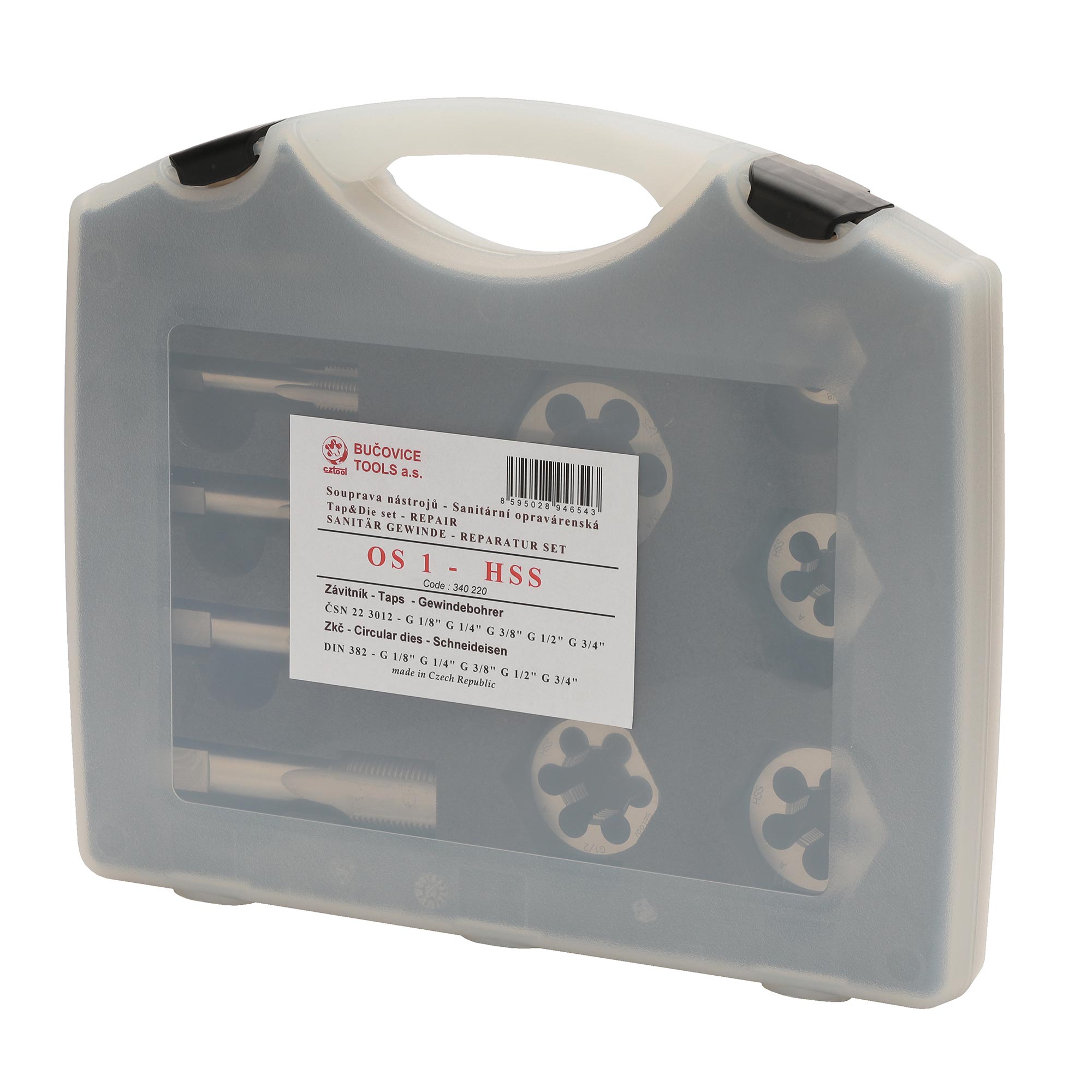Набор метчиков и плашек Bucovice Tools G(BSP) 1/8"-3/4" HSS 10пр 340220