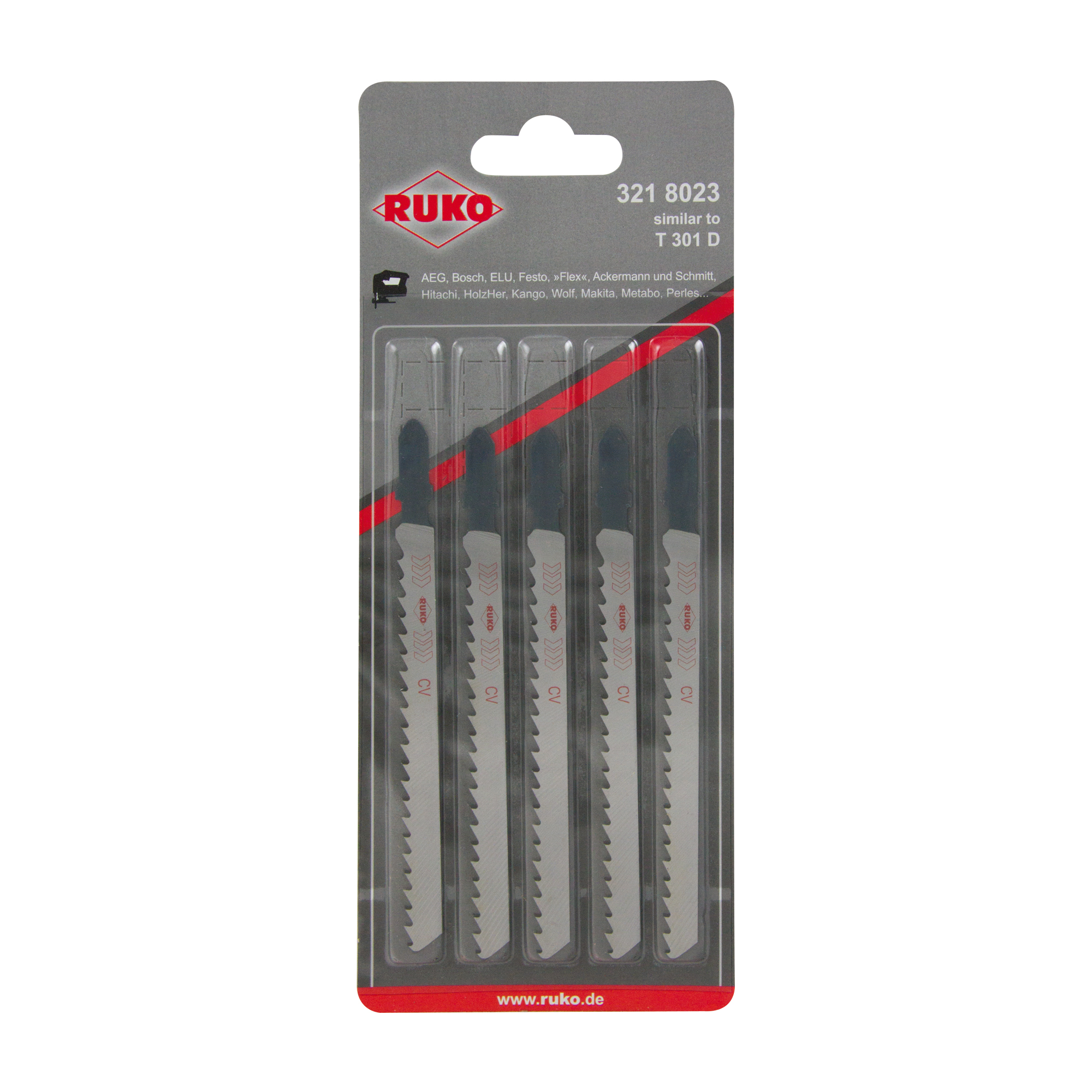 Пилка для лобзика T301D HCS 117мм 6Tpi 5шт Ruko 3218023
