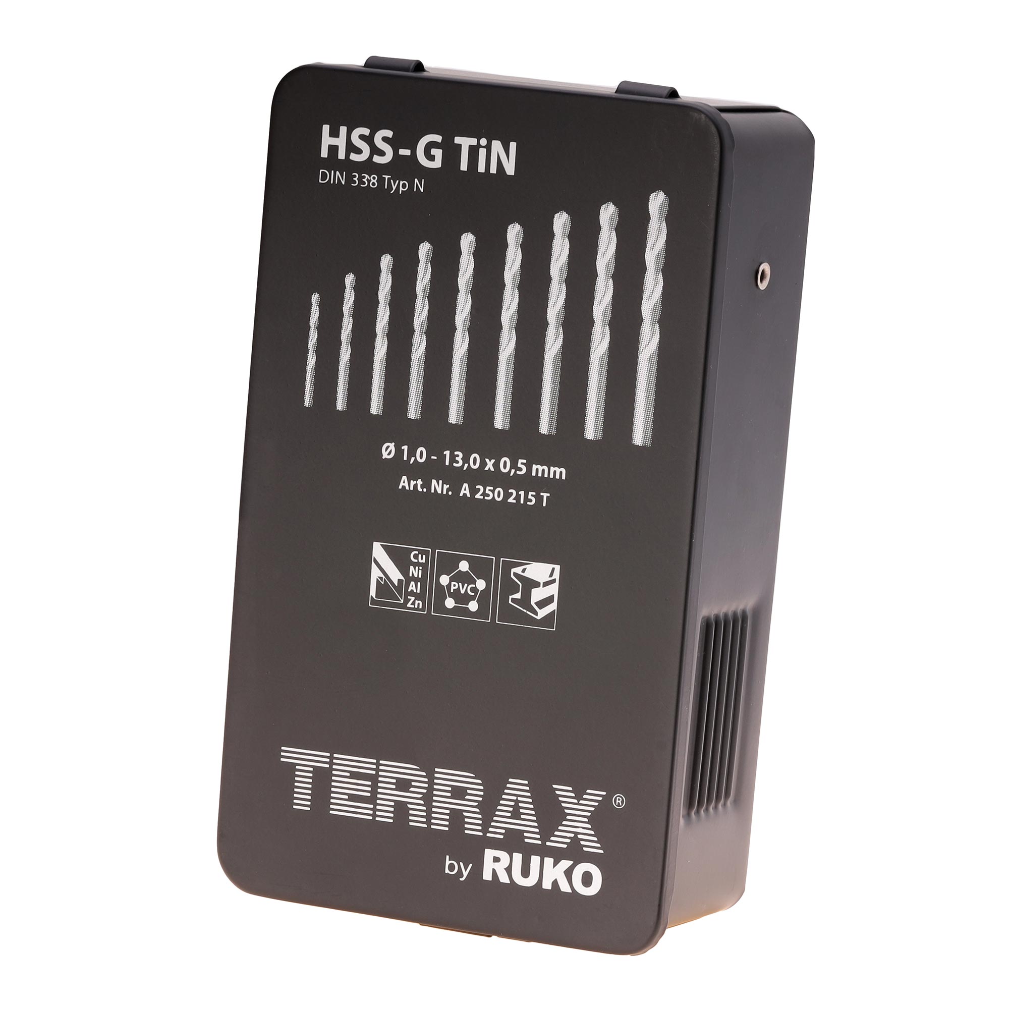 Набор сверл по металлу Terrax by Ruko 1-13мм 25шт HSS-G TiN 118° DIN338 A250215T