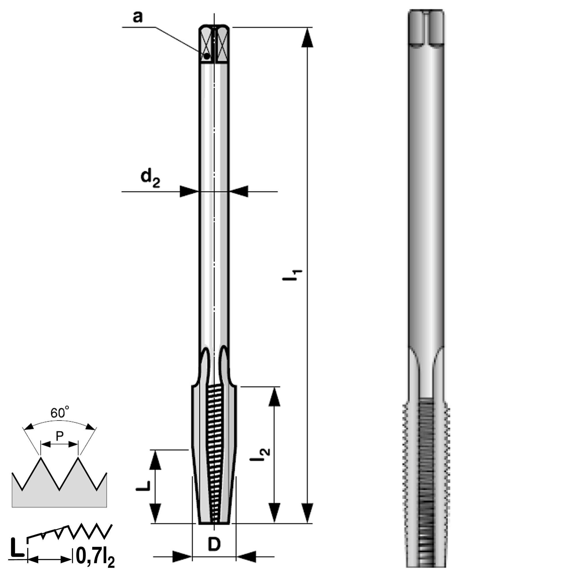 Метчик гаечный Bucovice Tools 115CrV3 PN8/3070 2n метрическая резьба М10х1,25 118101