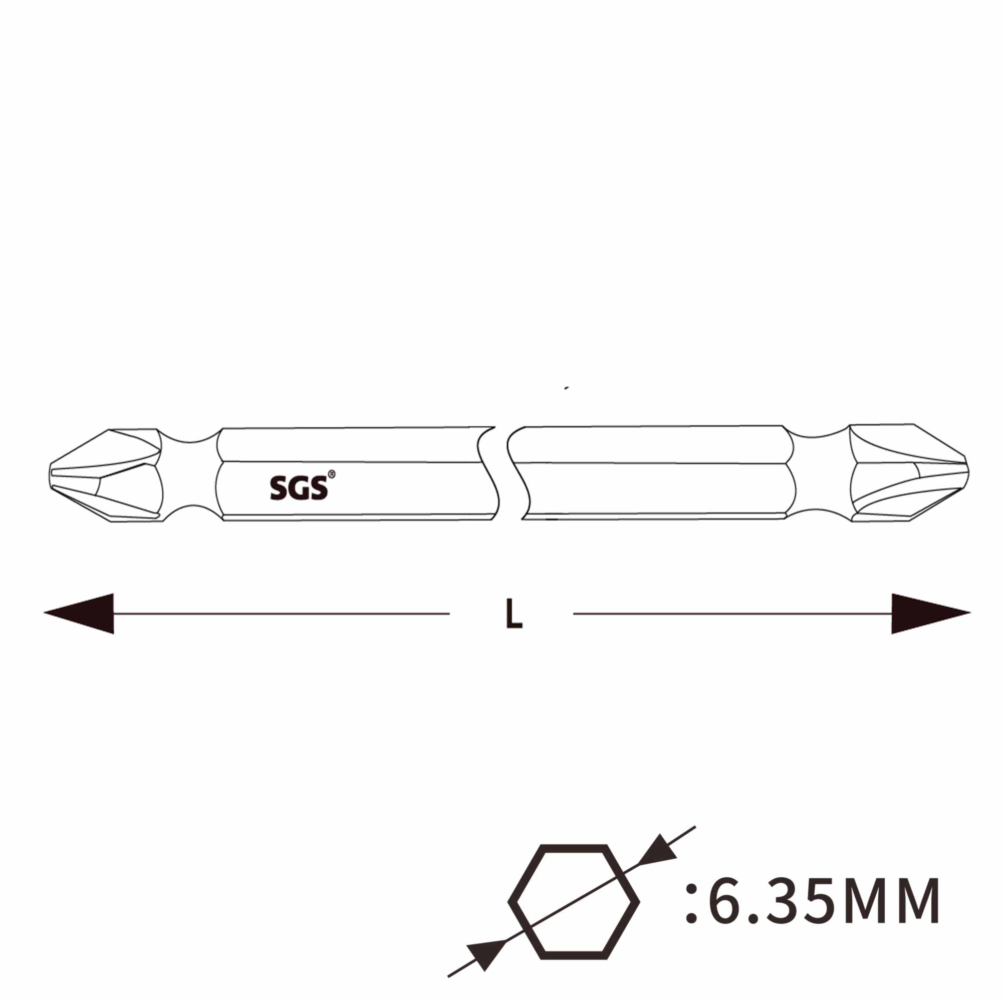 Набор бит с магнитным адаптером SGS PZ2+PH2 3шт 6365-PZPH-3