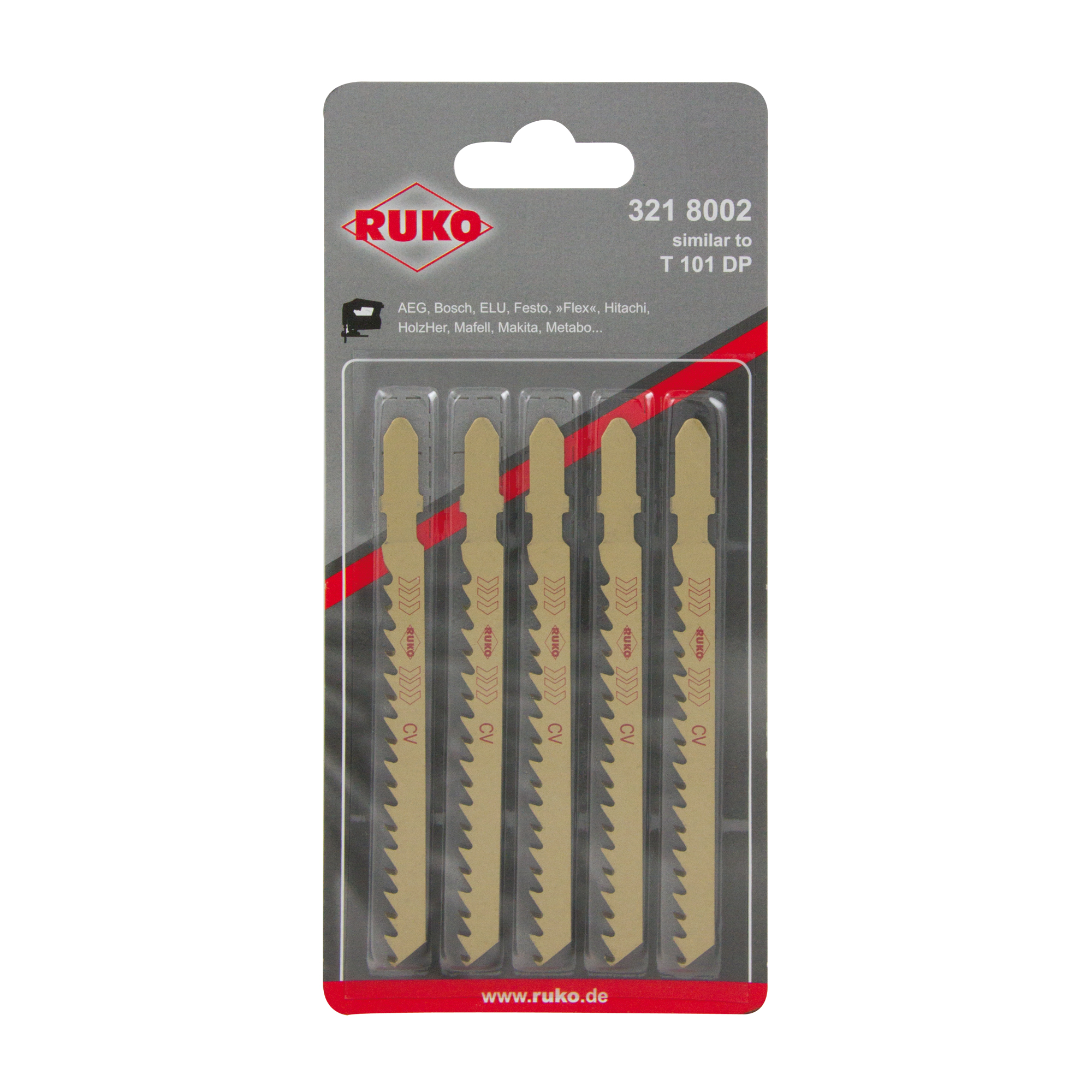 Пилка для лобзика T101DP HCS 100мм 6Tpi 5шт Ruko 3218002