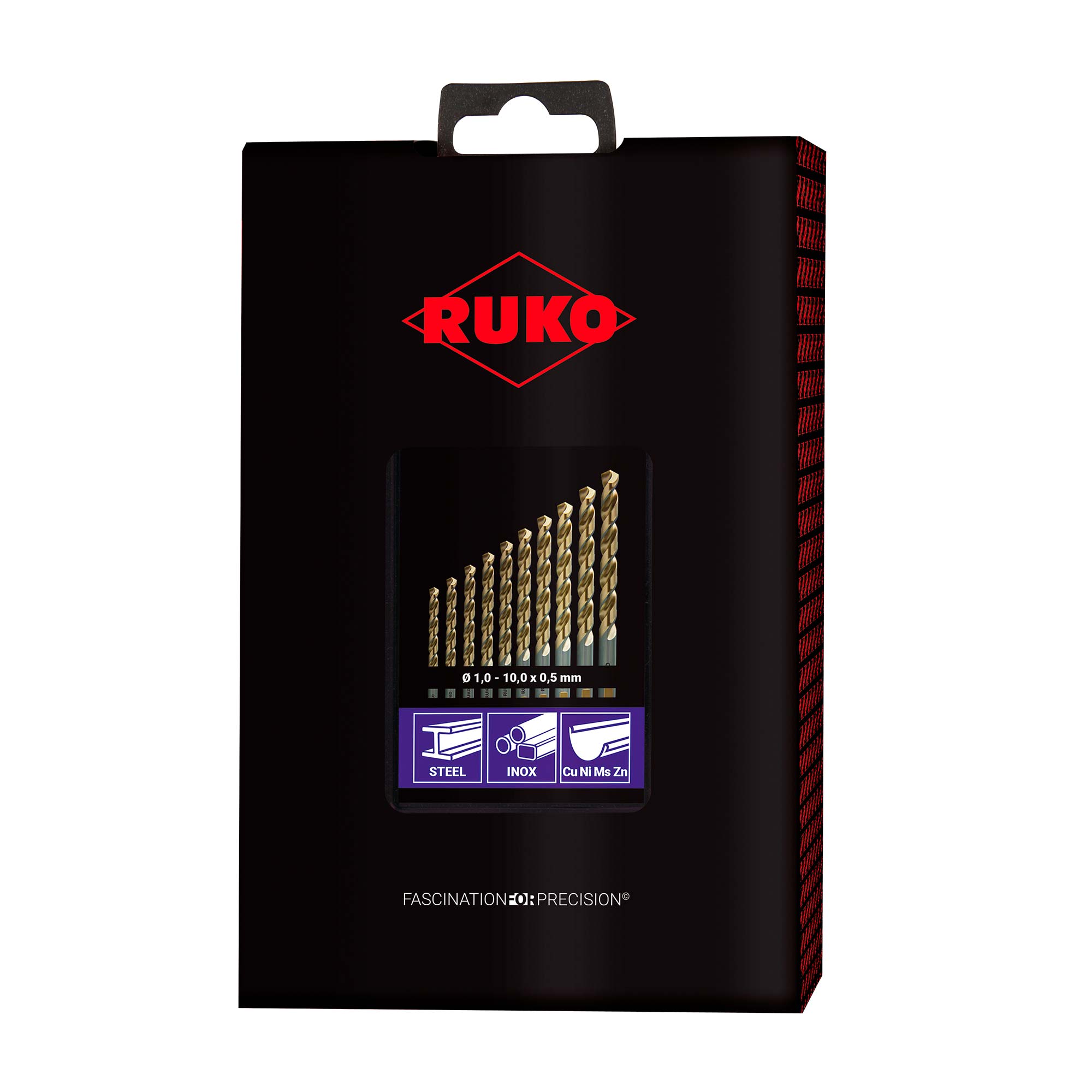 Набор сверл по металлу Ruko 1-10мм 19шт HSSE-Co5 135° DIN338 228214RO