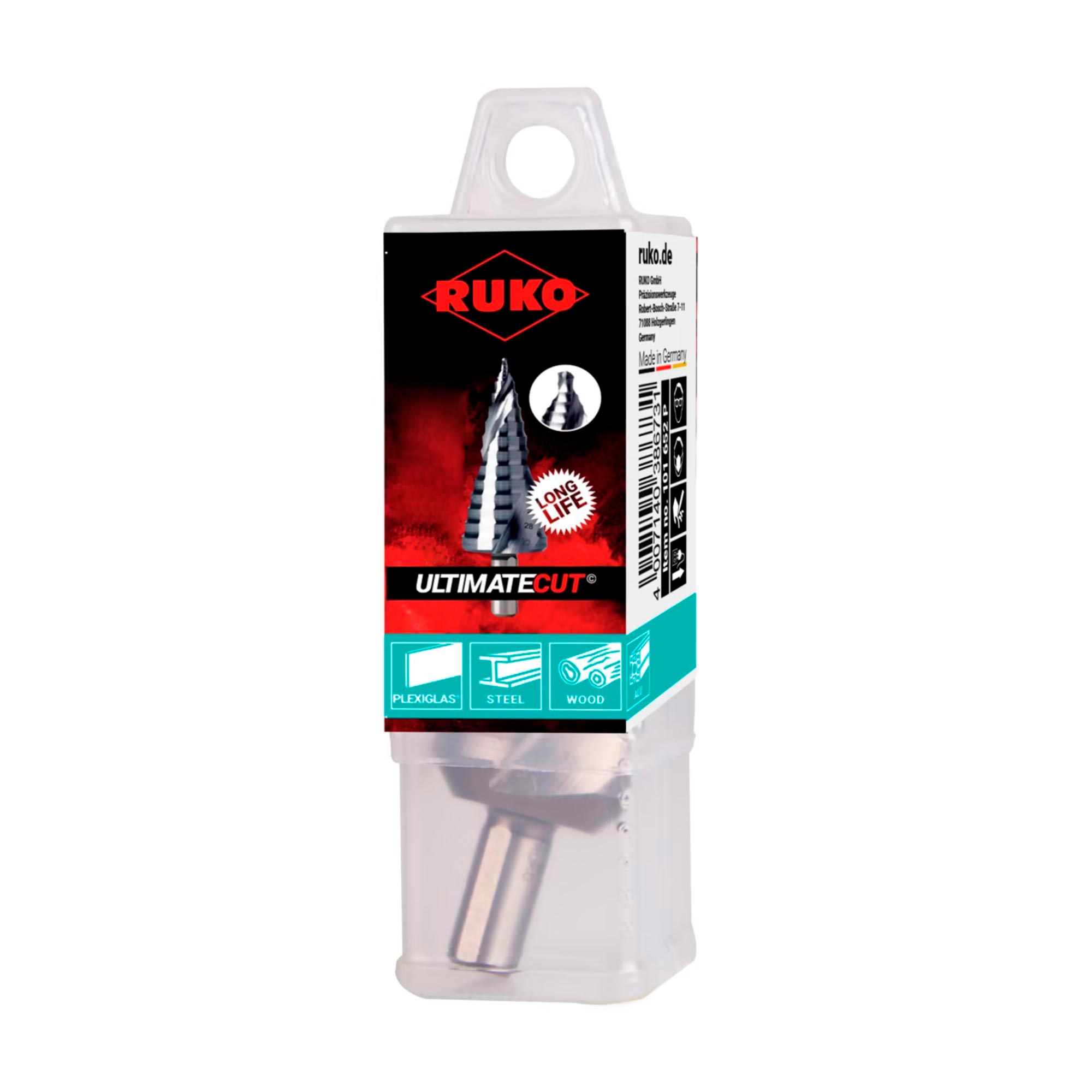 Сверло ступенчатое UltimateCUT FlowStep Ruko 6-38мм HSS-G RUnaTEC 12ступ. L=101мм d=10мм 101653P