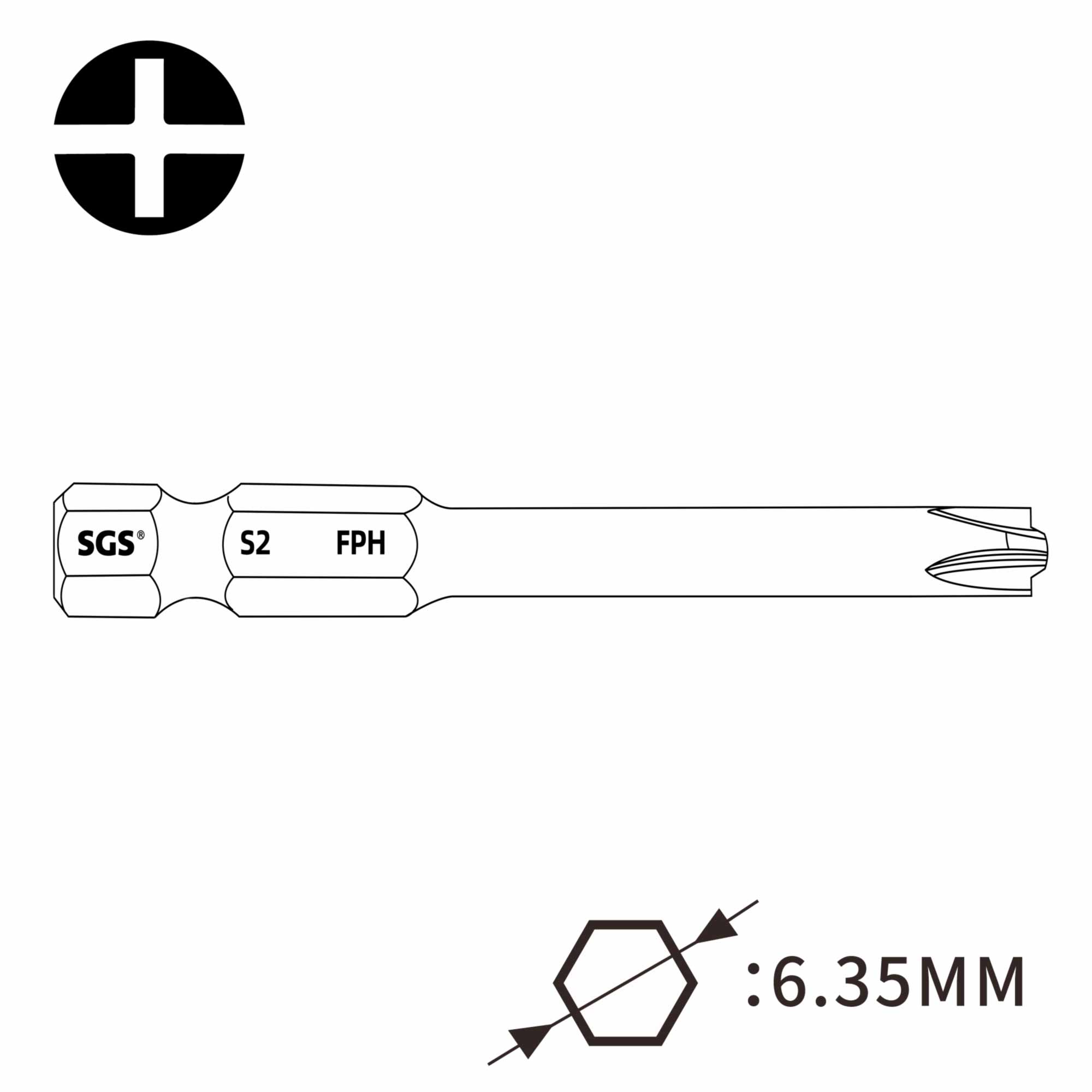 Бита для автоматов ударная Impact SGS Plus/Minus SL/PH2х65мм 10шт 6365-6,0-FPH2-10